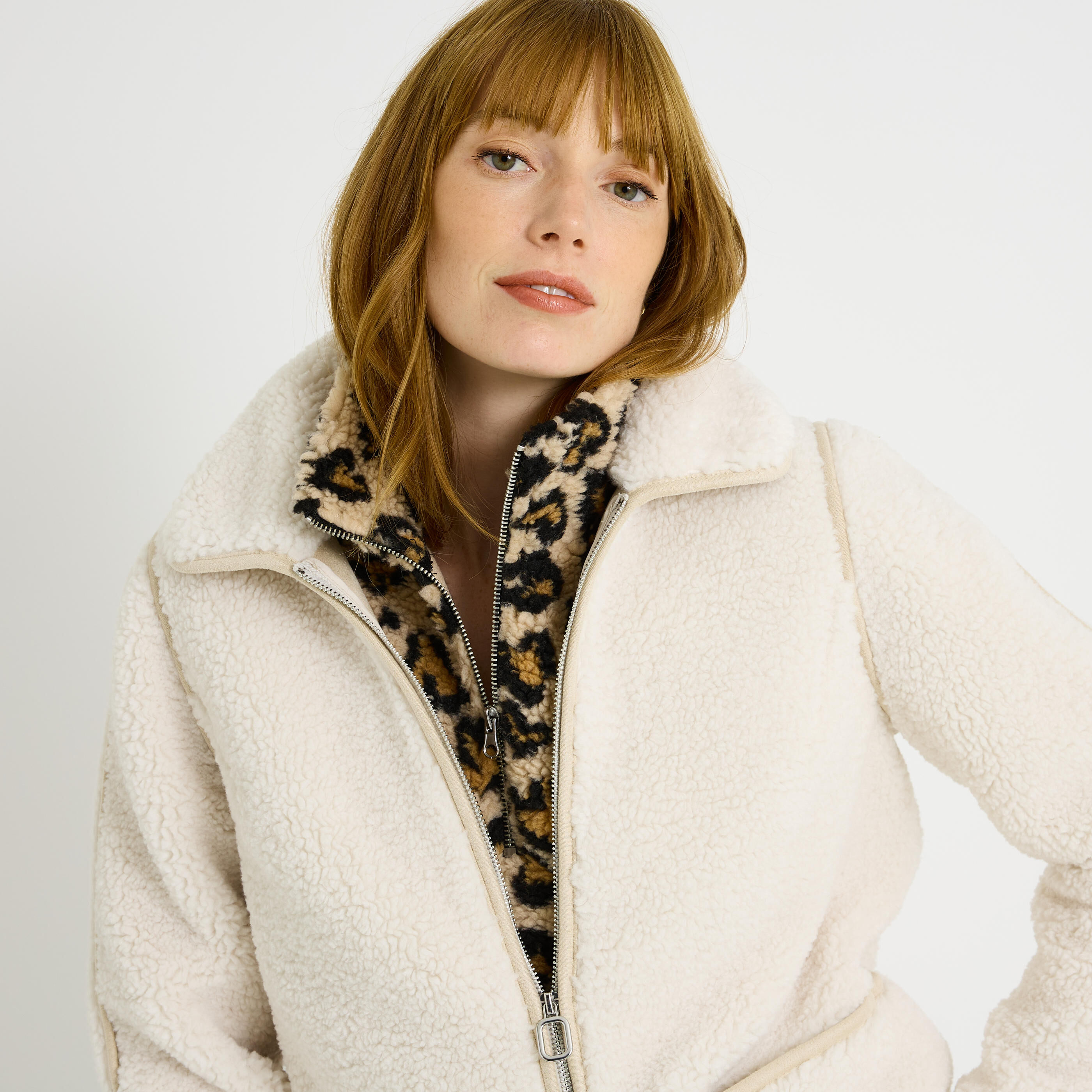 Col zipp&eacute; imprim&eacute; l&eacute;opard femme