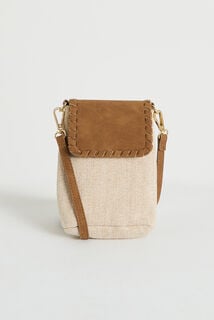 Pochette téléphone bi-matière femme
