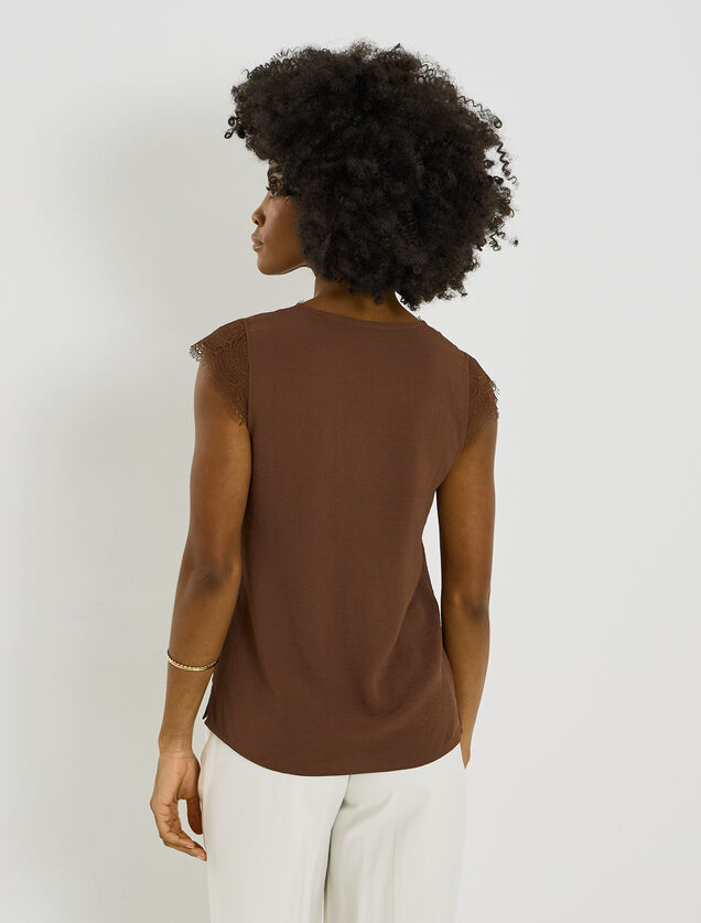 Blouse sans manches col V femme