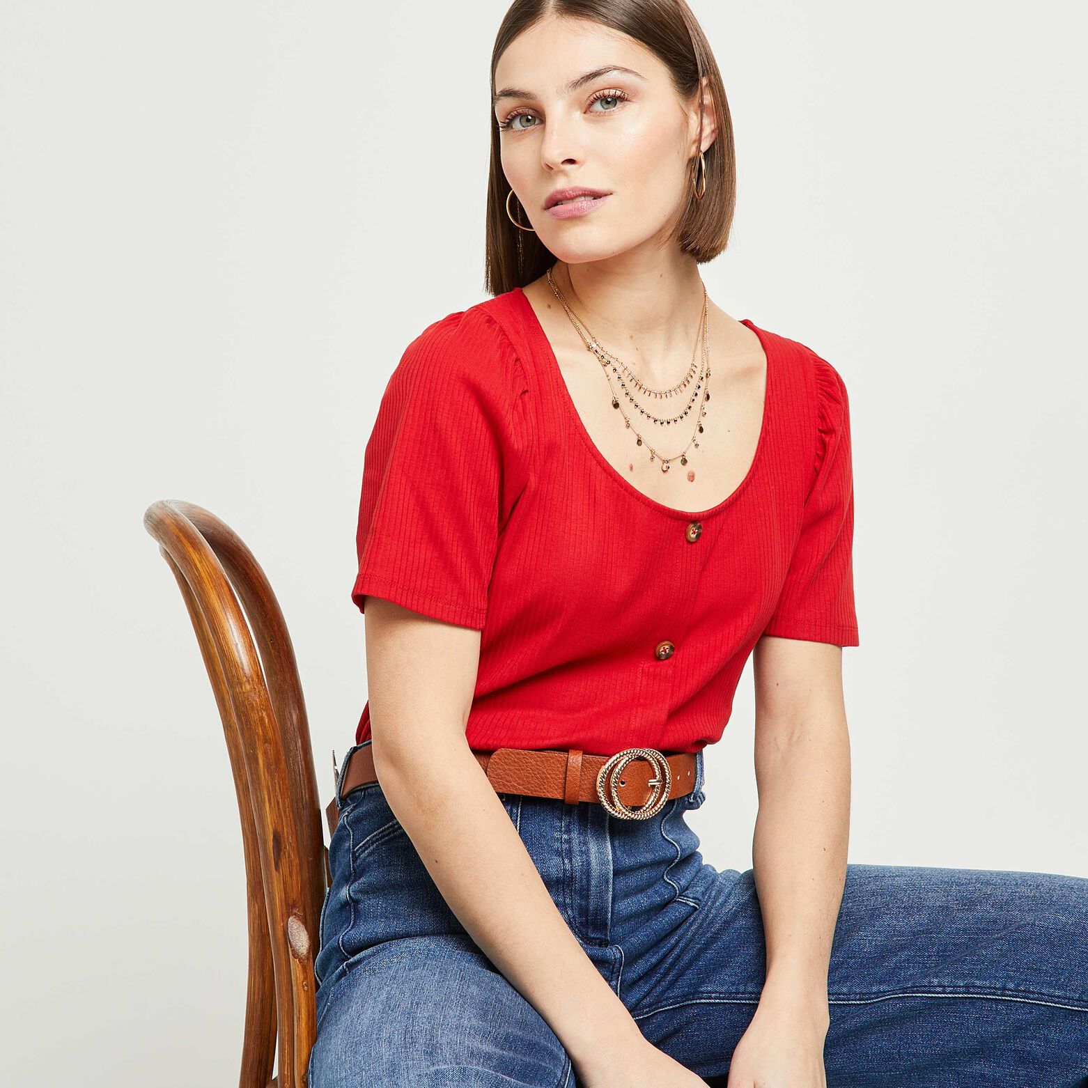 Tshirt côtelé femme