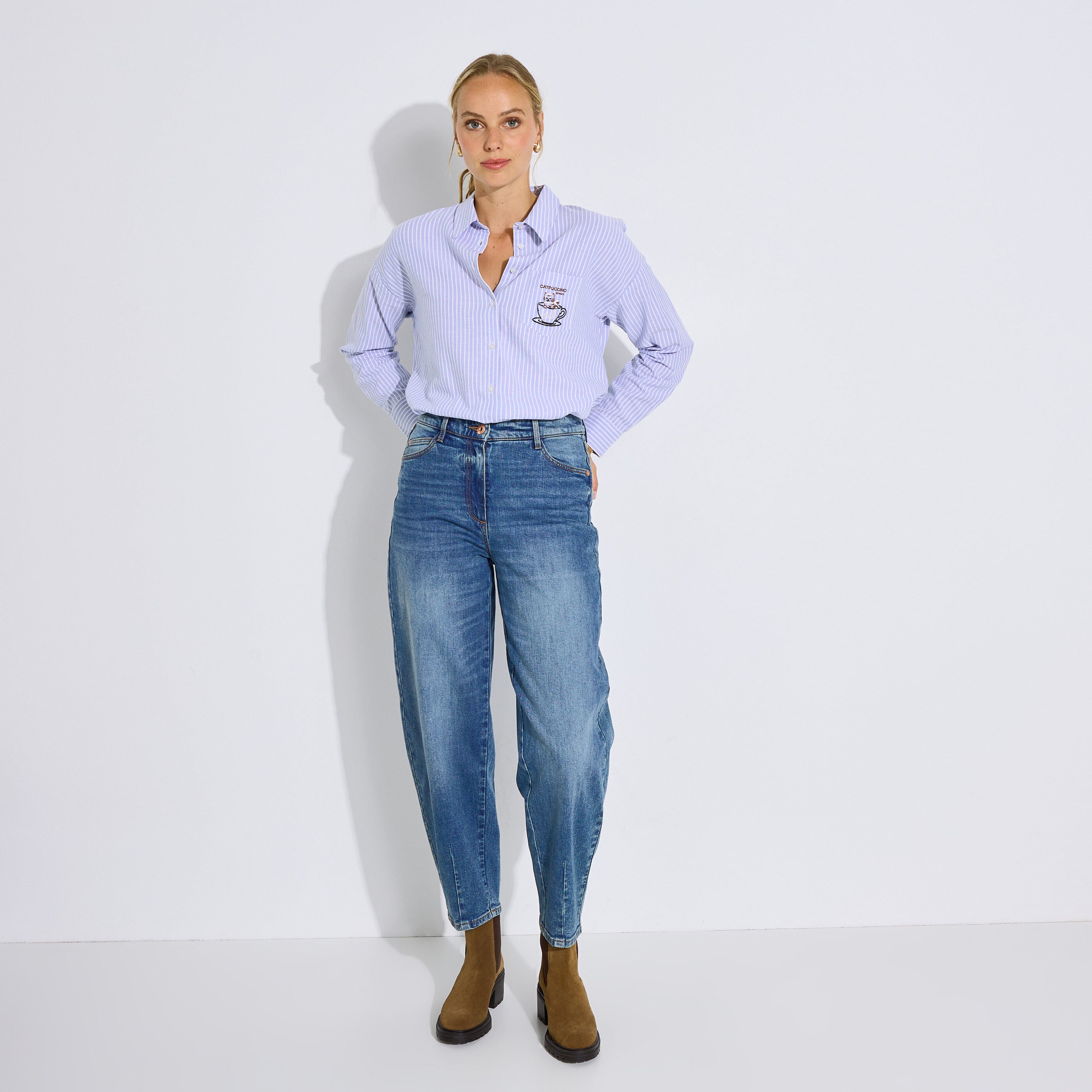 Chemise ray&eacute;e brod&eacute;e animal femme