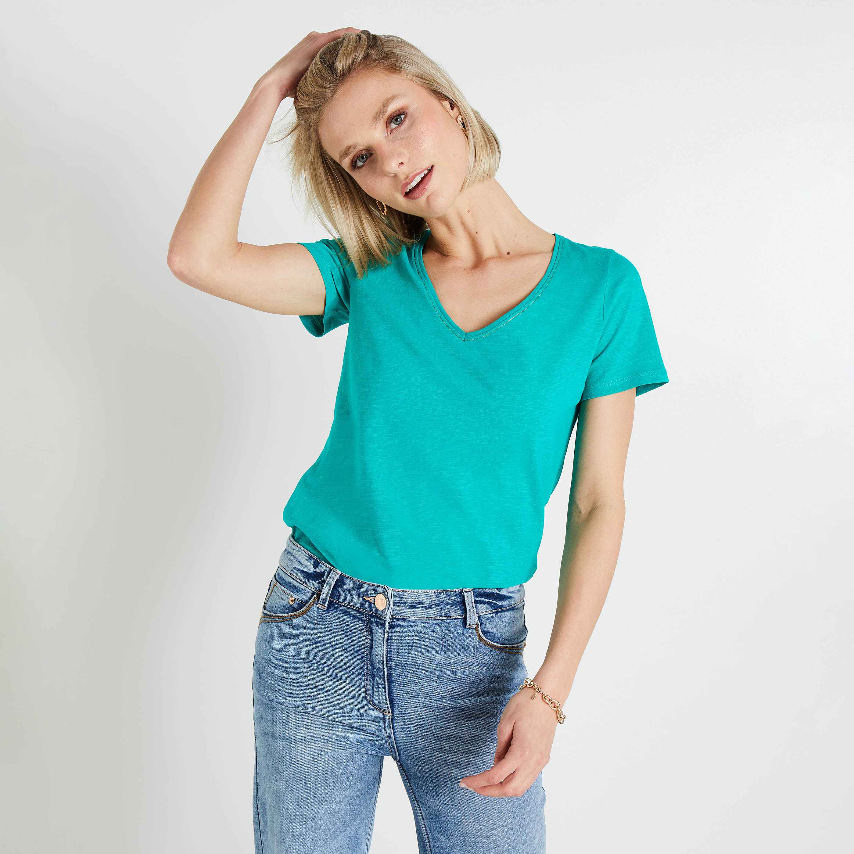Tshirt basique col V femme