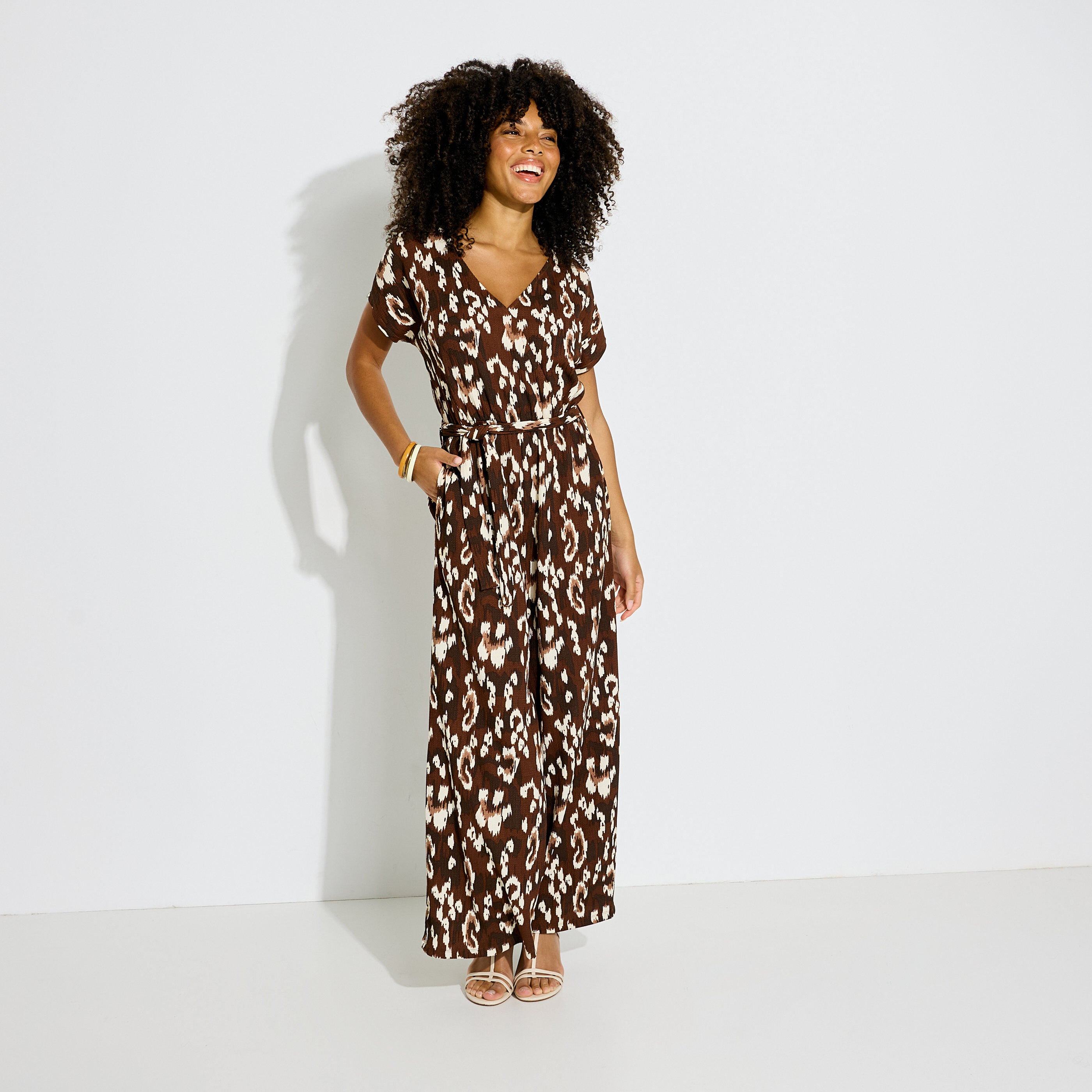 Combinaison en maille imprim&eacute;e femme