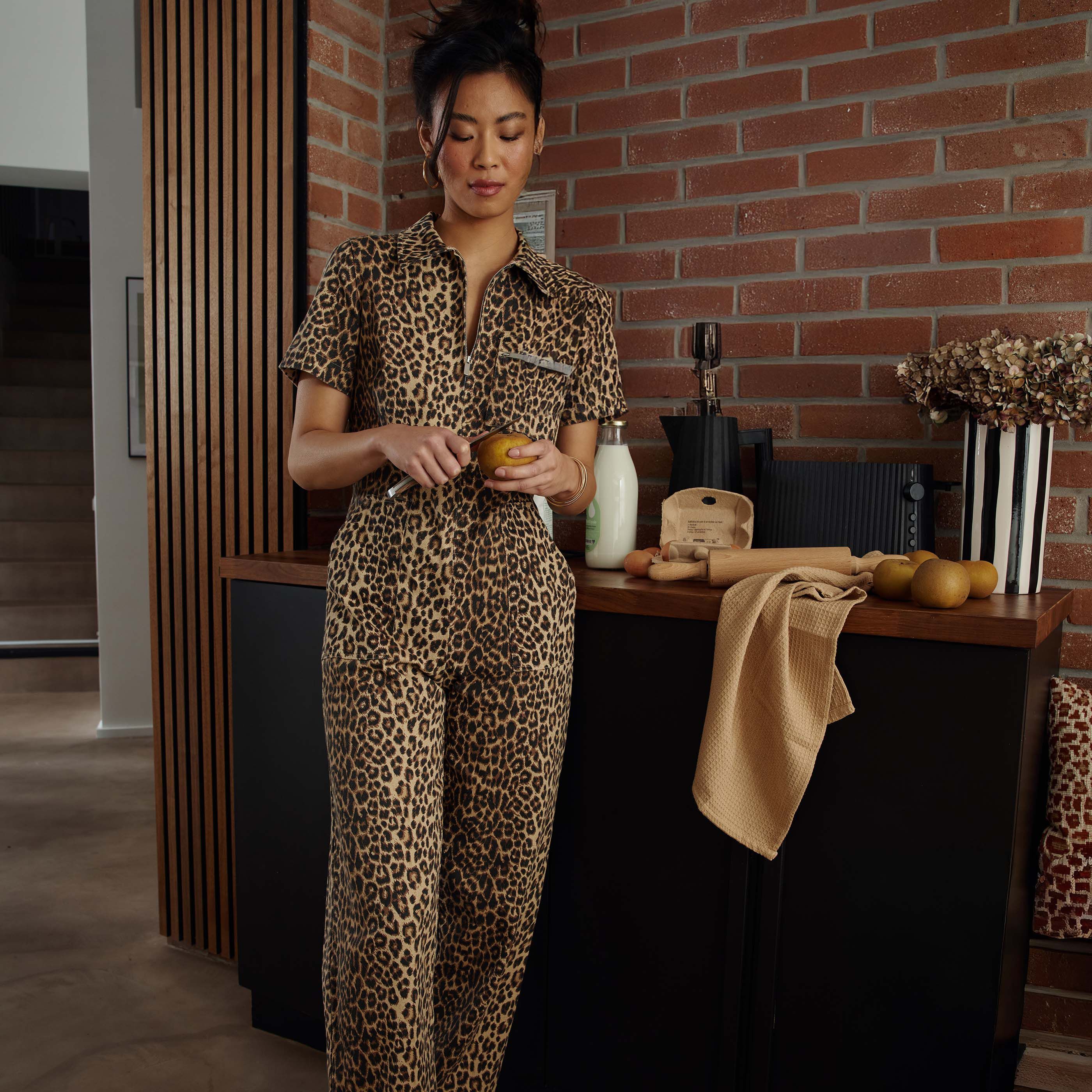 Combinaison longue imprim&eacute; l&eacute;opard femme