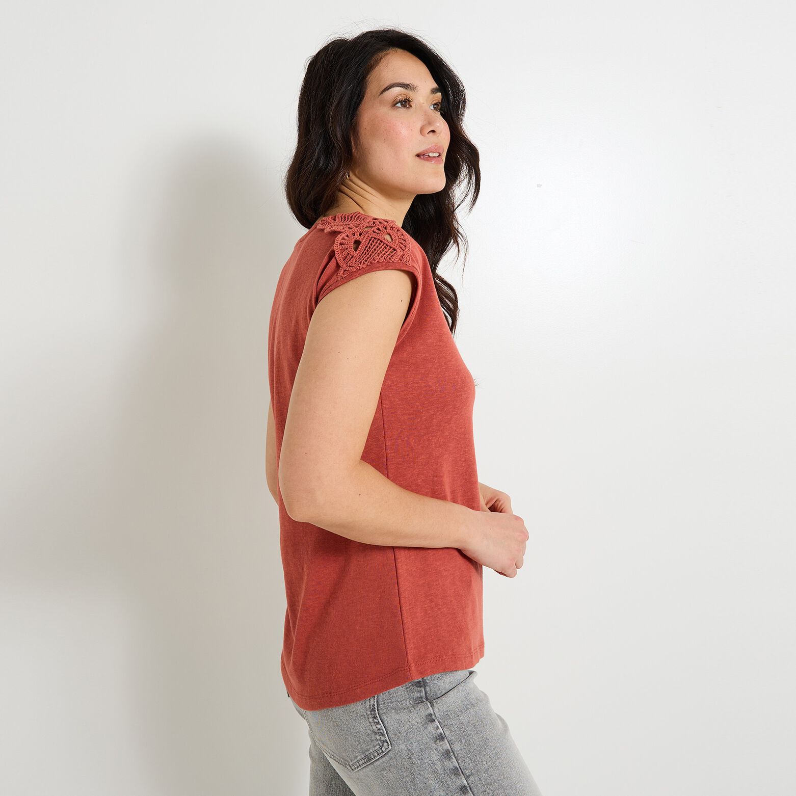 T-shirt col V femme