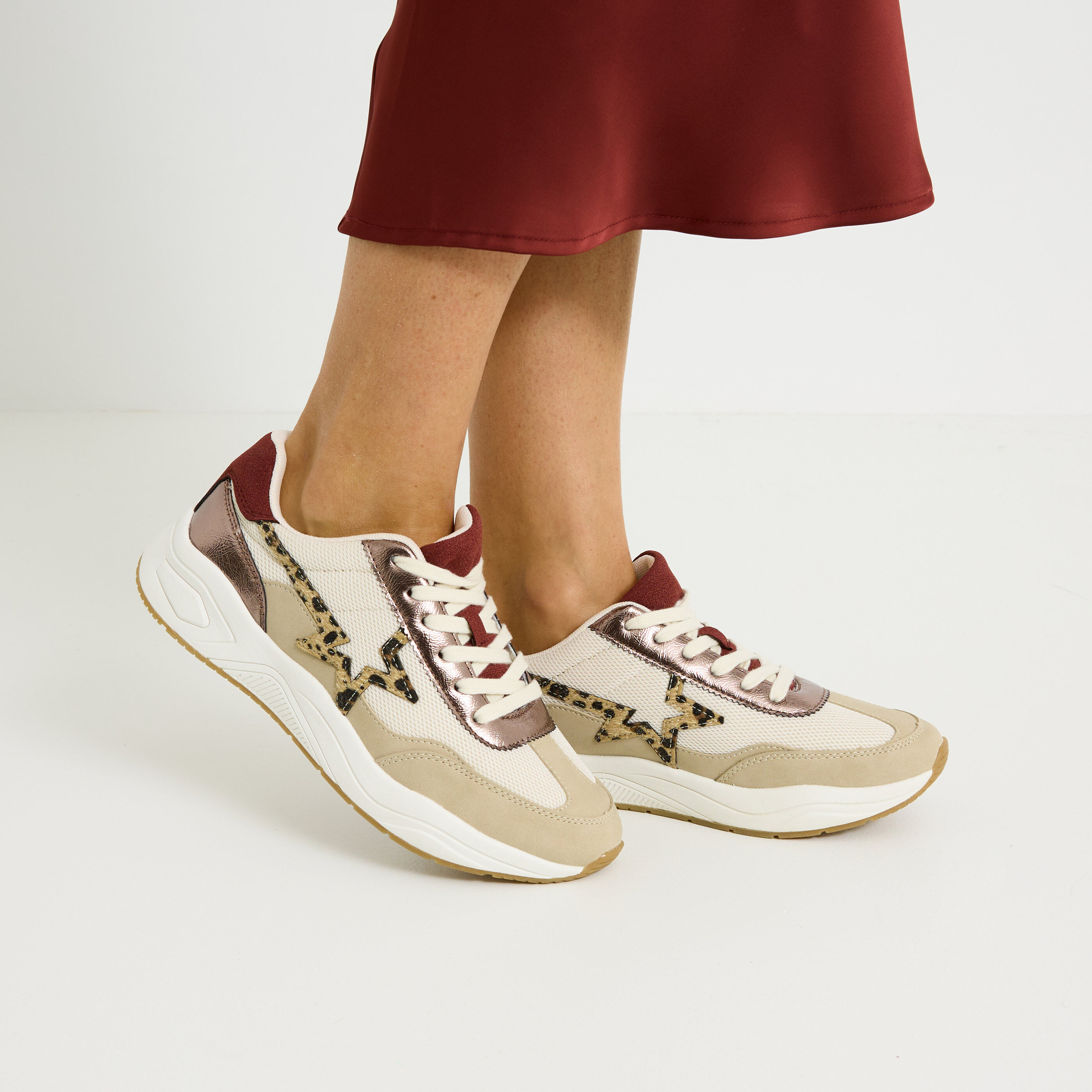 Baskets imprim&eacute; l&eacute;opard femme