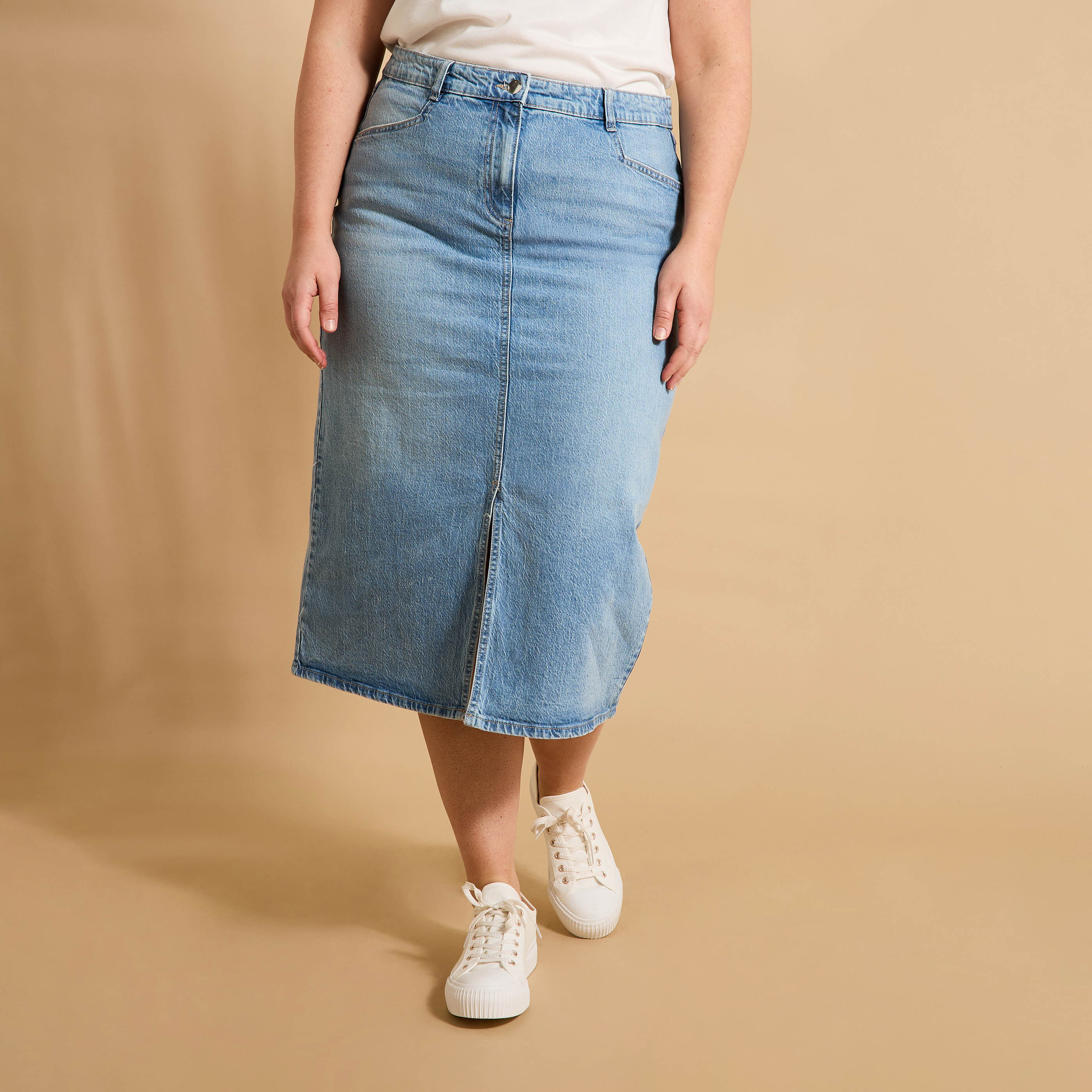 Jupe longue en denim femme