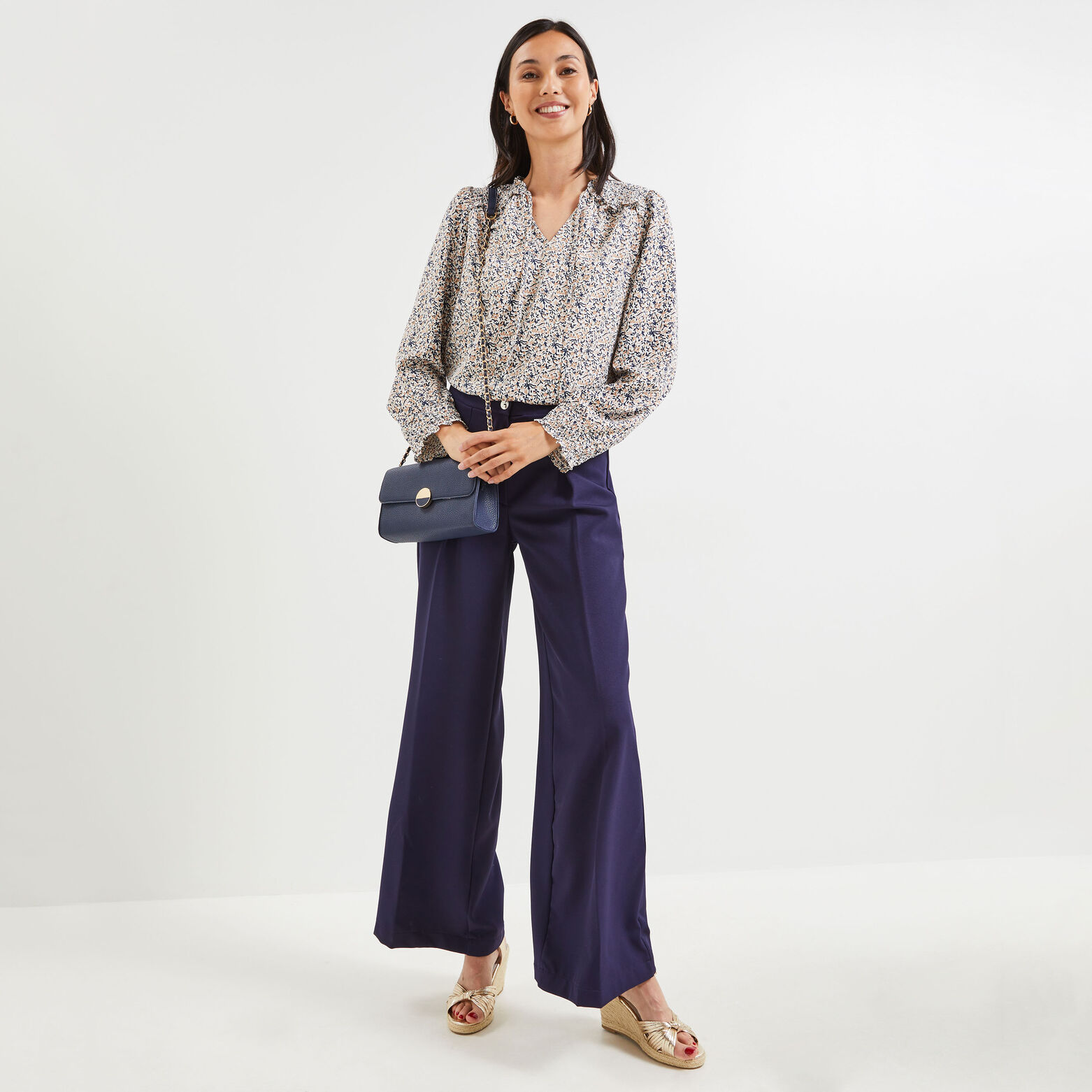 Blouse à smock fleurie