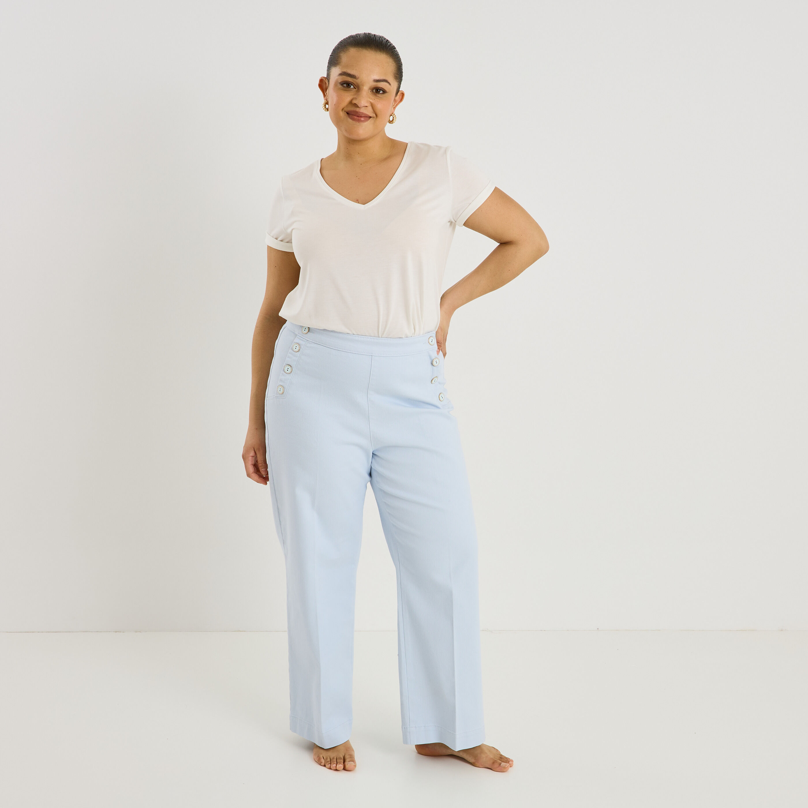 Jean flare &agrave; pont POMPON F02 femme