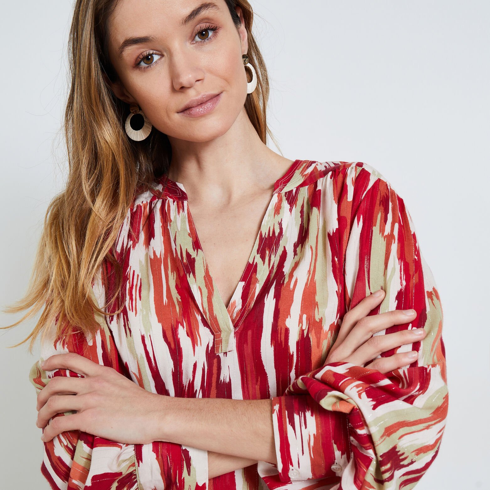 Blouse col V femme