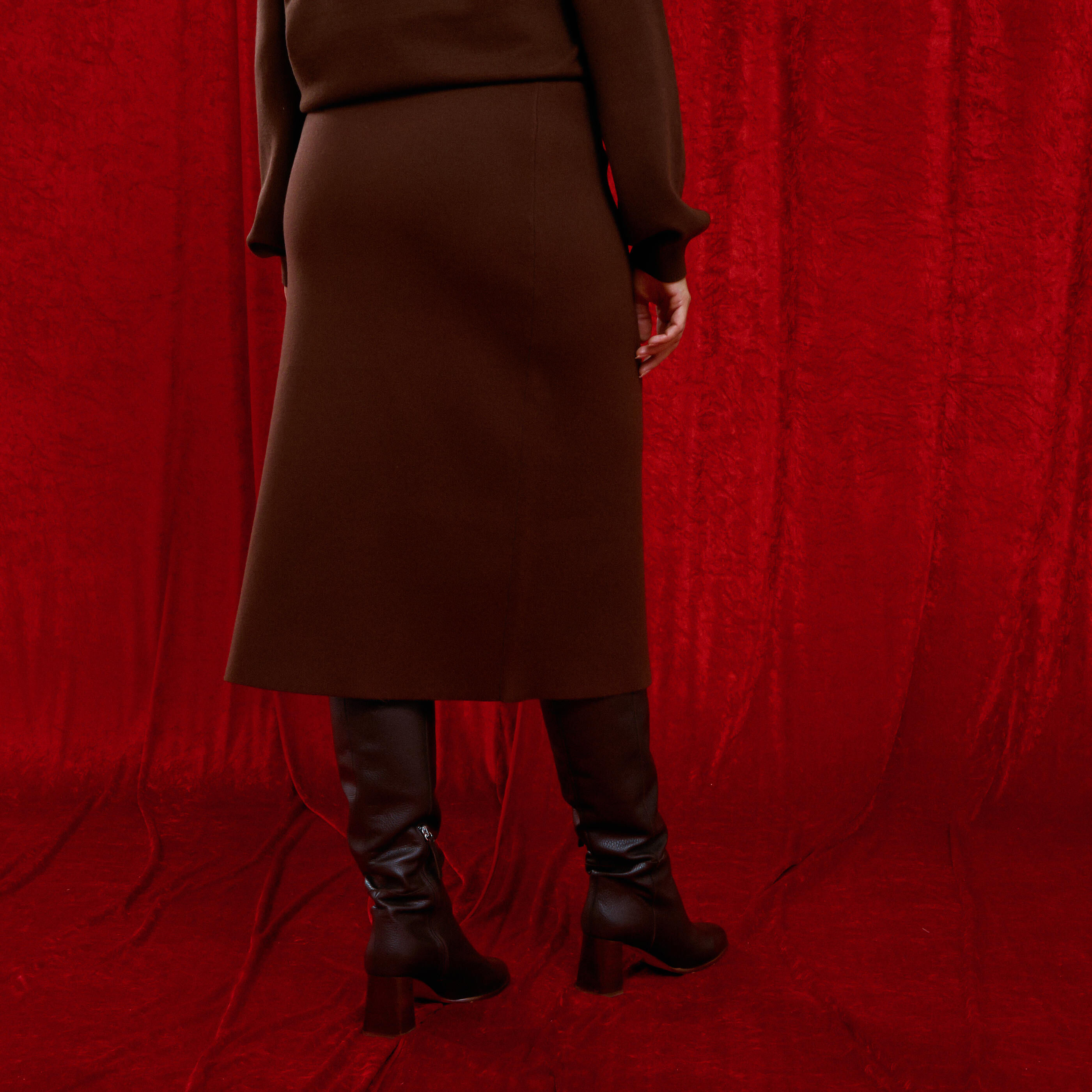 Jupe tube mi-longue en maille