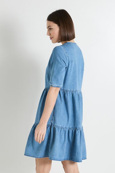 Robe en denim à volants femme