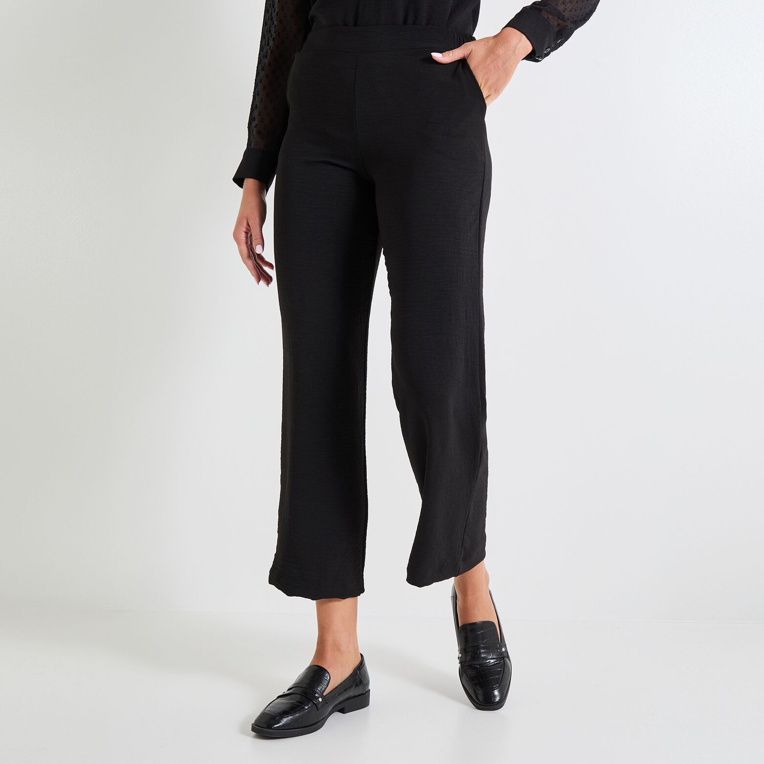 Pantalon fluide taille élastiquée femme
