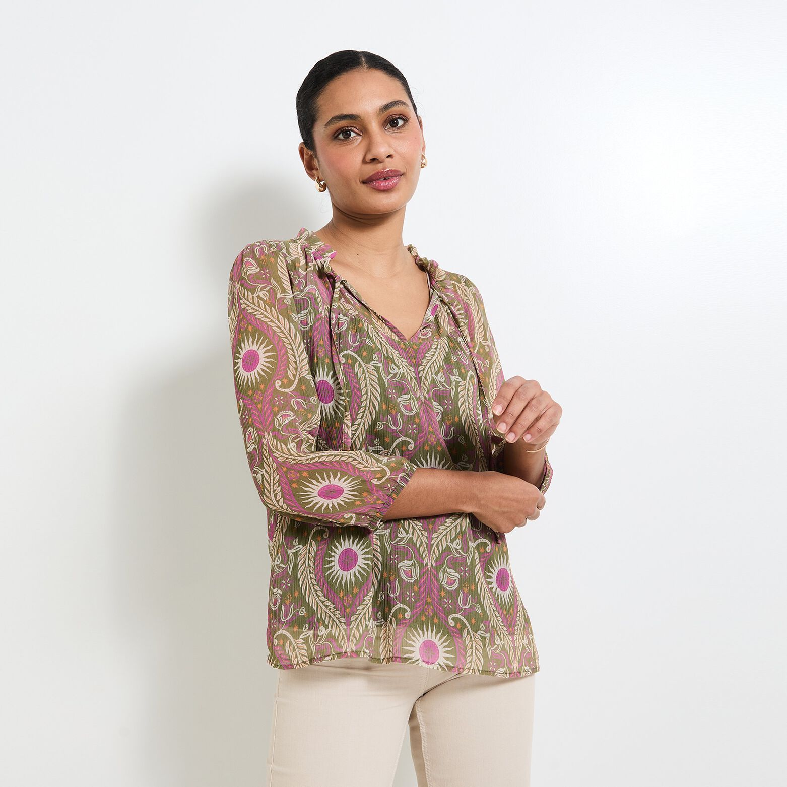 Blouse col V femme