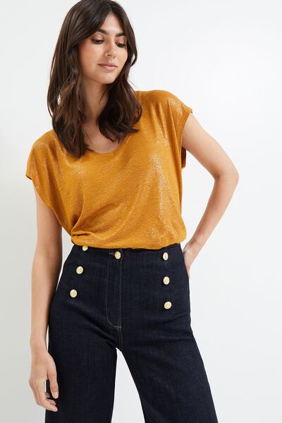 Tshirt uni en lin mélangé femme