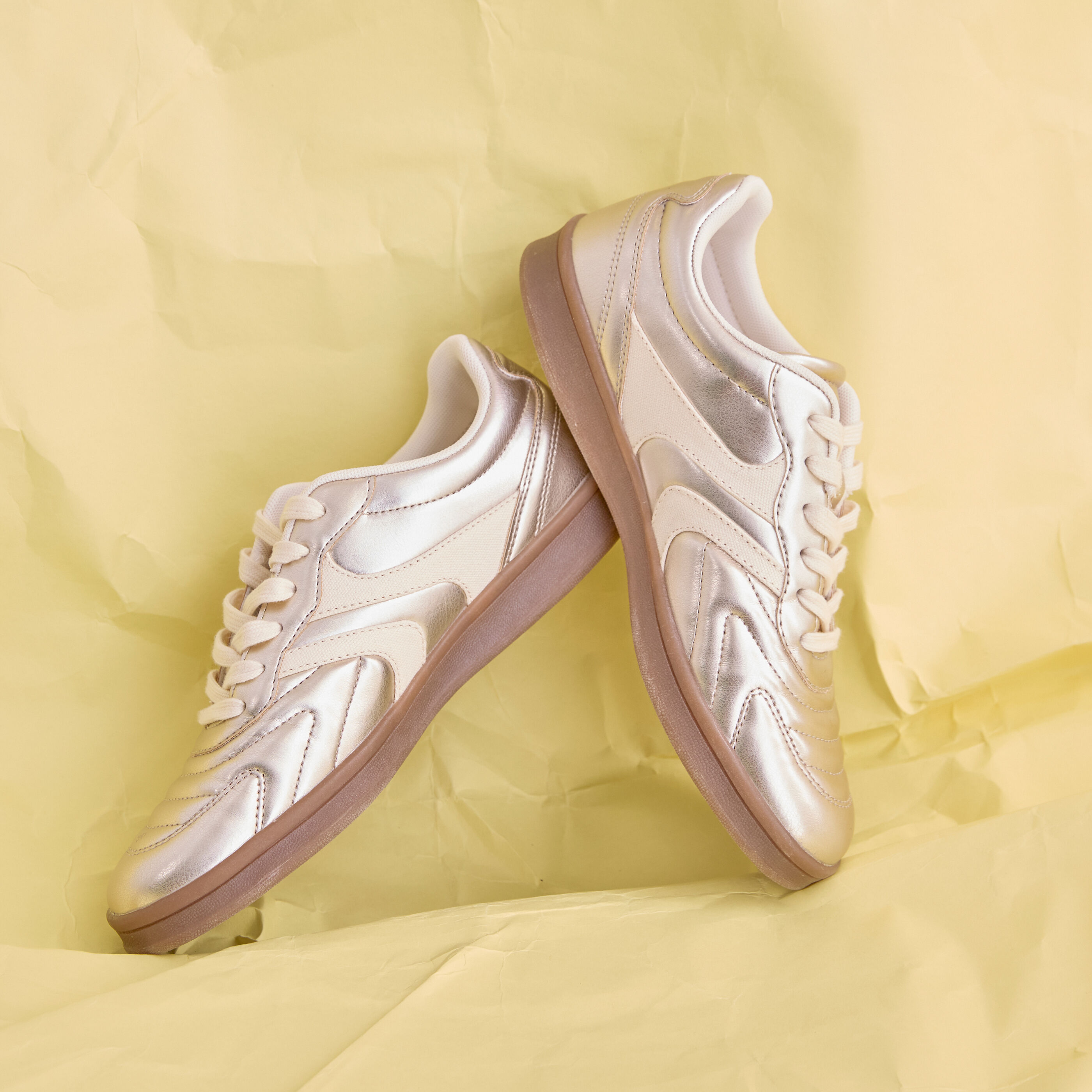 Baskets brillantes bi-mati&egrave;re femme