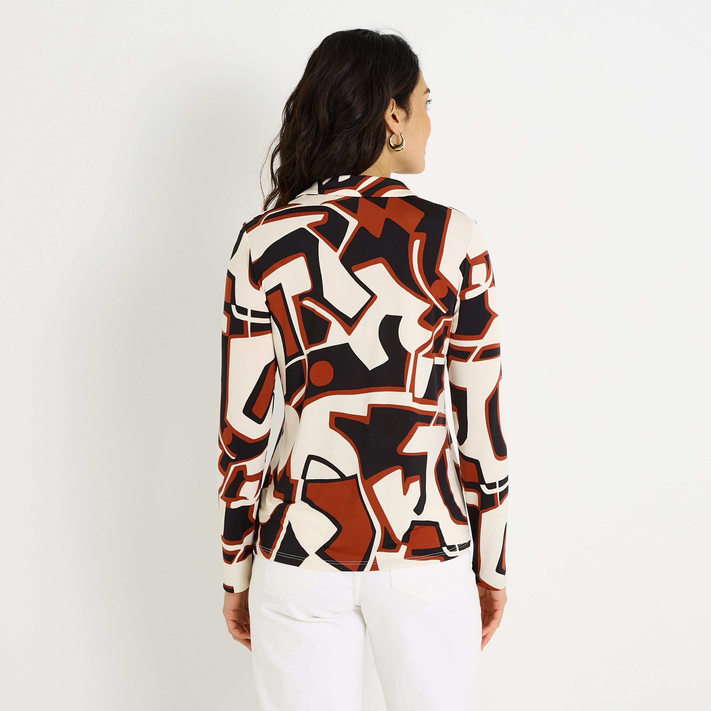 Chemise en maille imprim&eacute;e femme