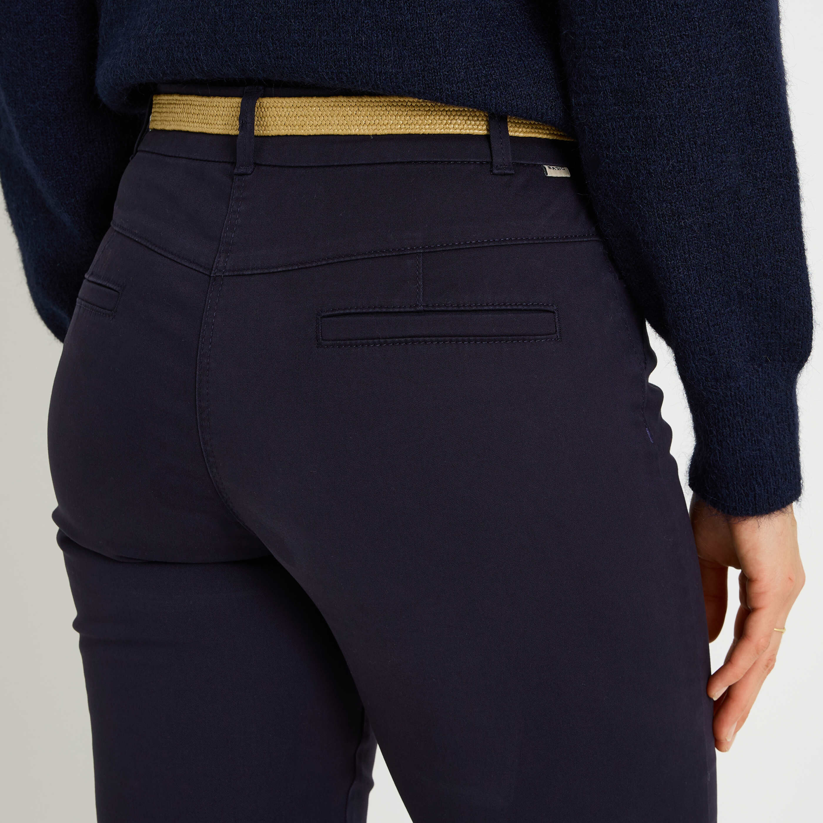 Pantalon chino uni femme