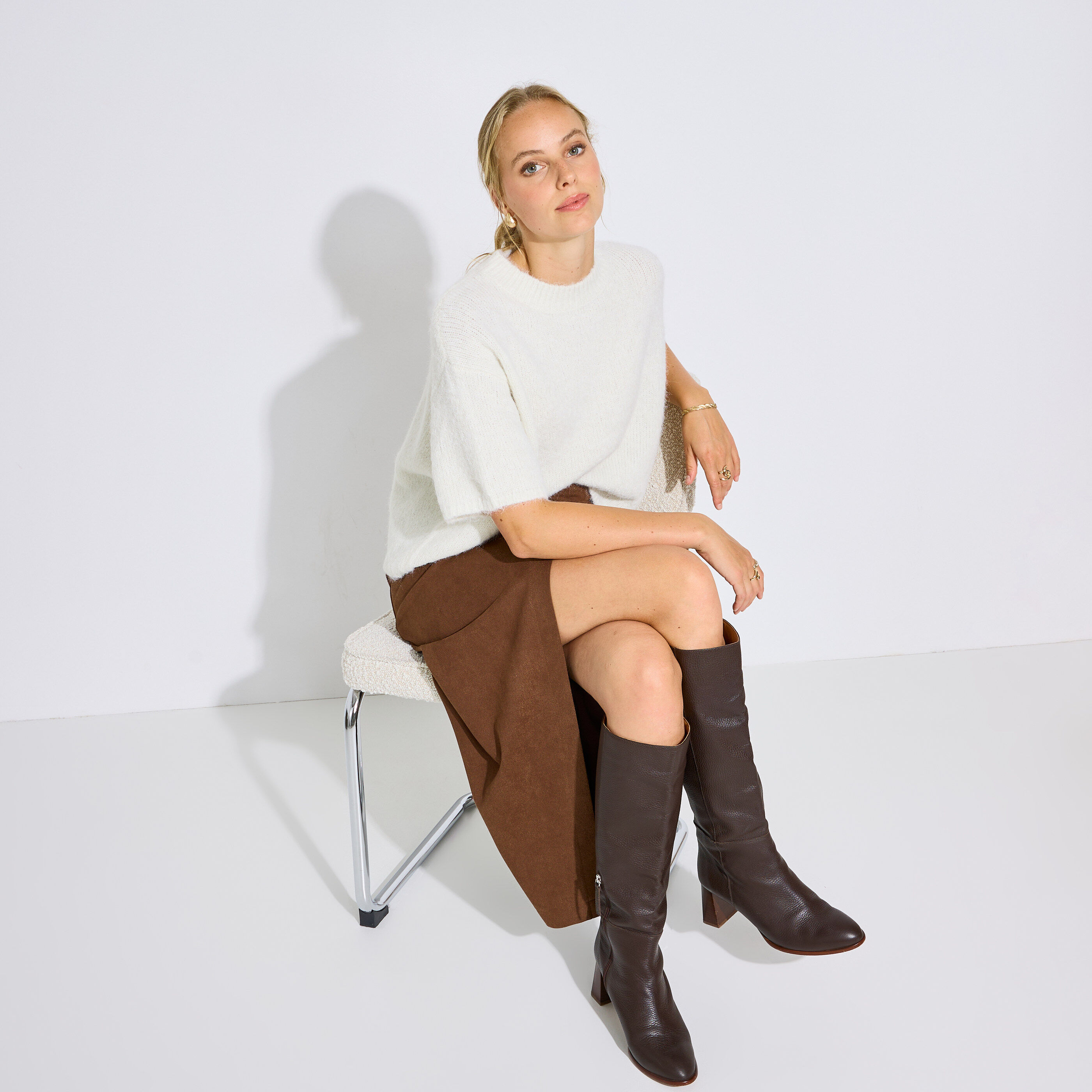 Pull oversize &agrave; manches courtes femme