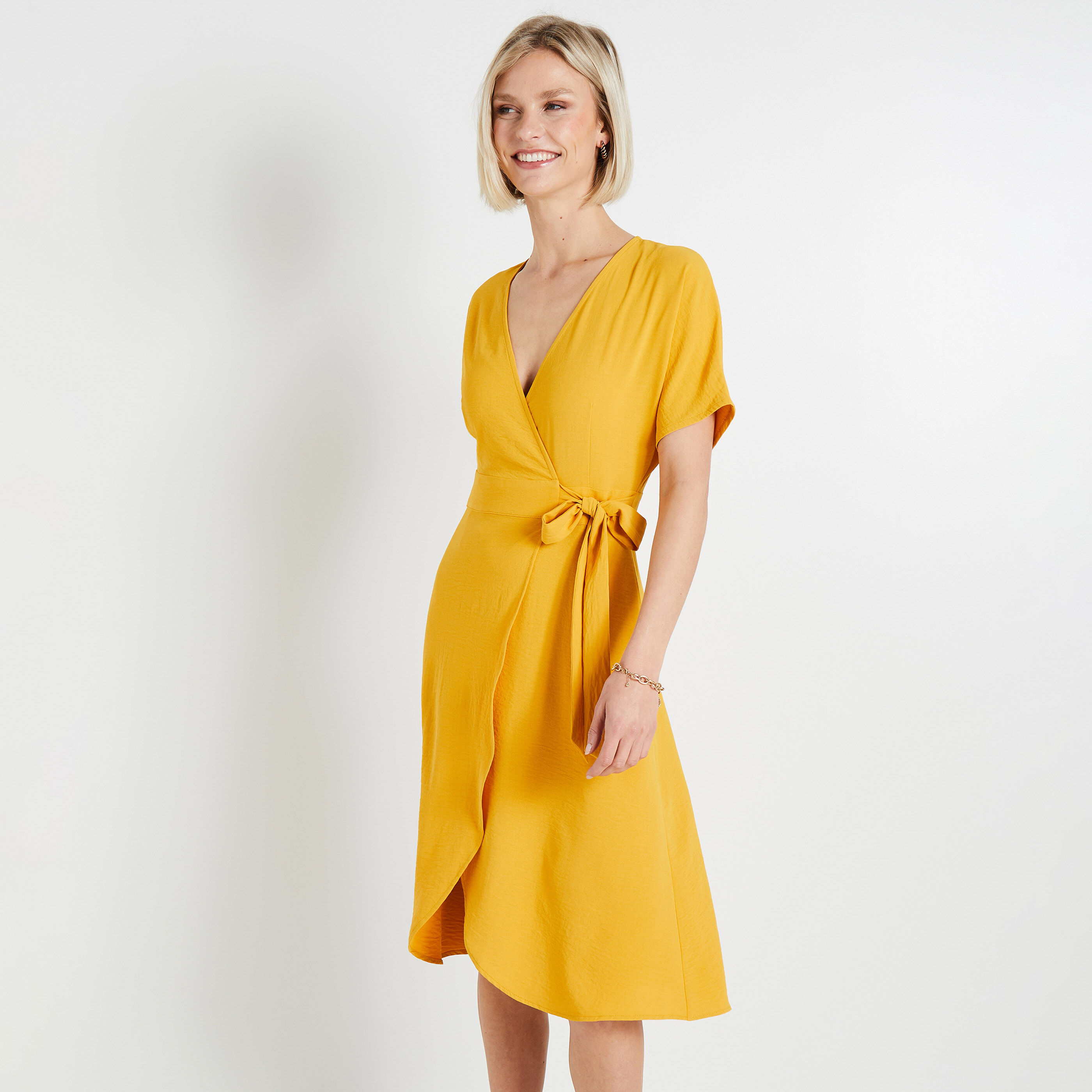 Robe portefeuille mi longue femme