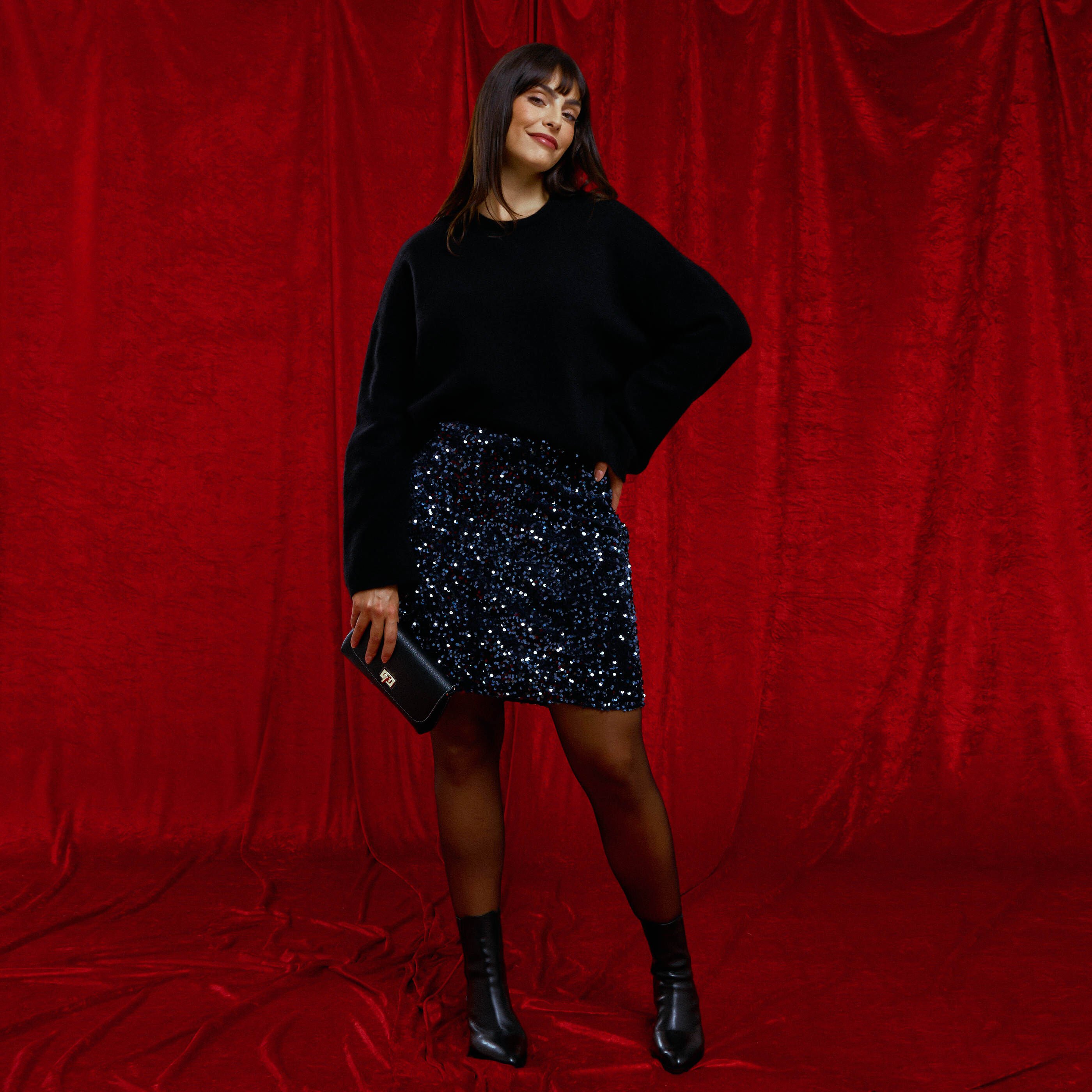 Jupe velours et sequins femme