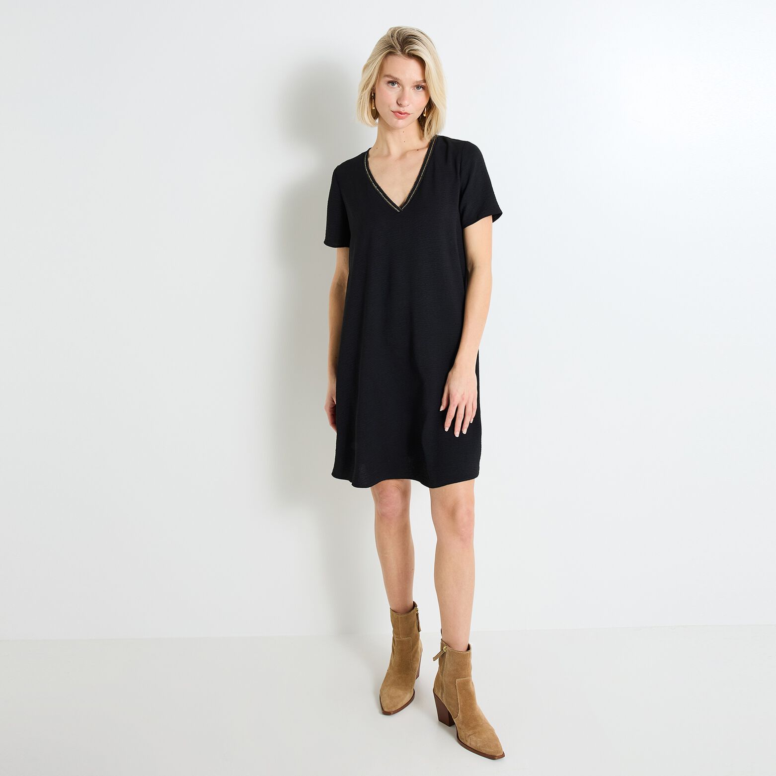 Robe col V femme