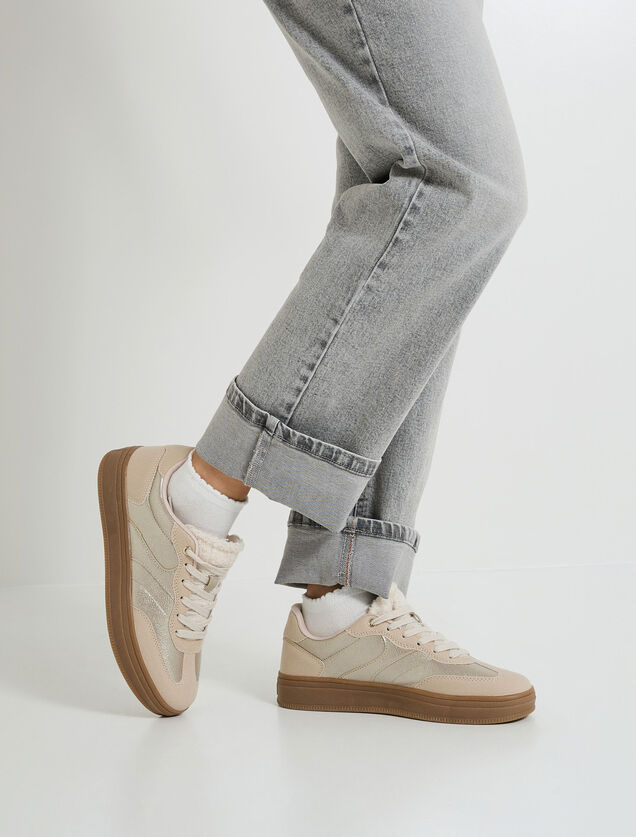 Baskets bi-matière irisées femme