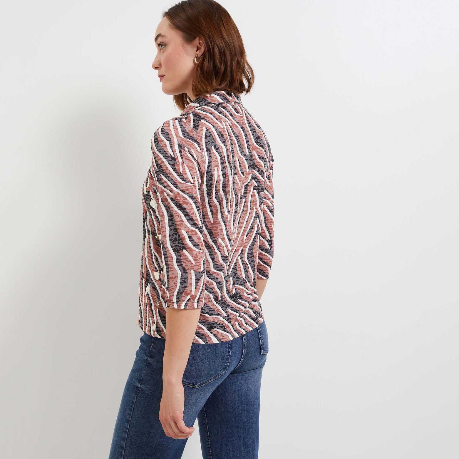 T-shirt col chemise imprimé