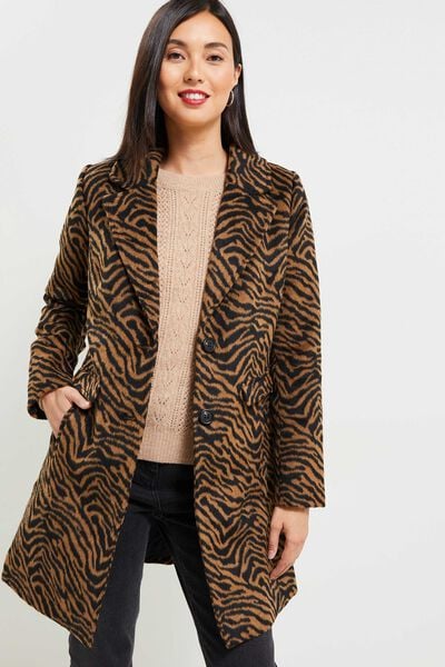 Manteau par-dessus motif animalier femme