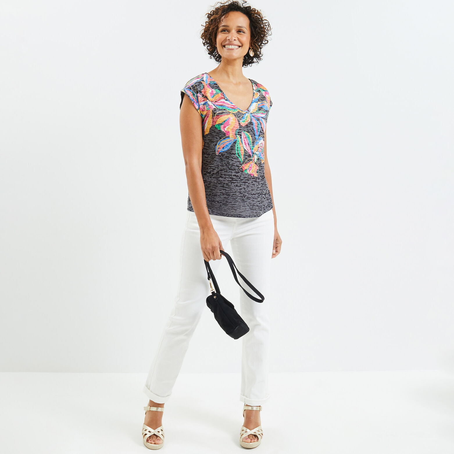 T-shirt fleuri femme