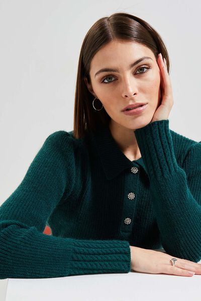 Pull col polo femme