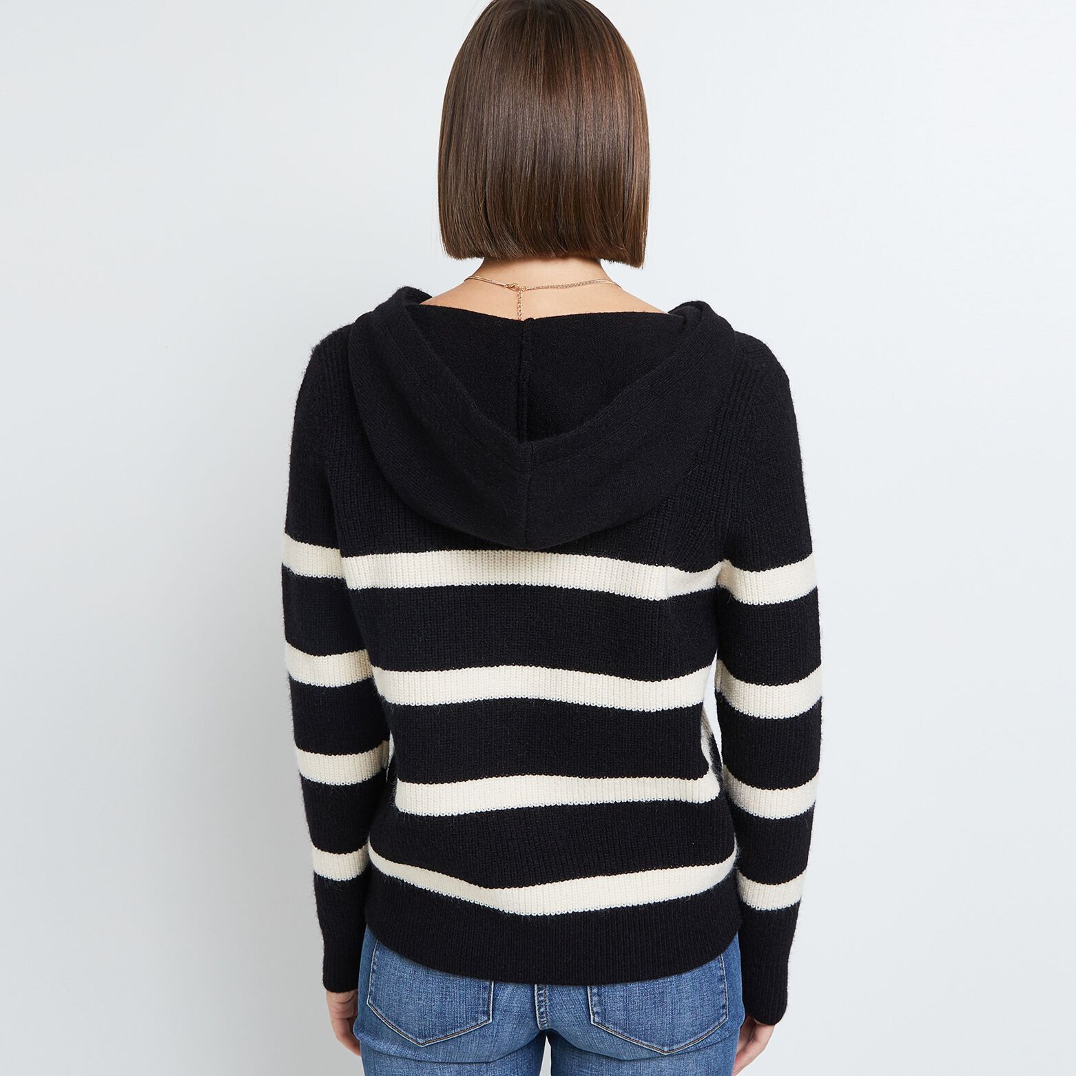 Pull marinière à capuche femme
