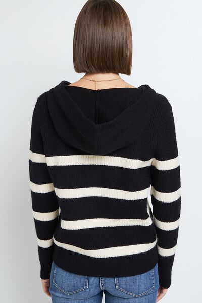 Pull marinière à capuche femme