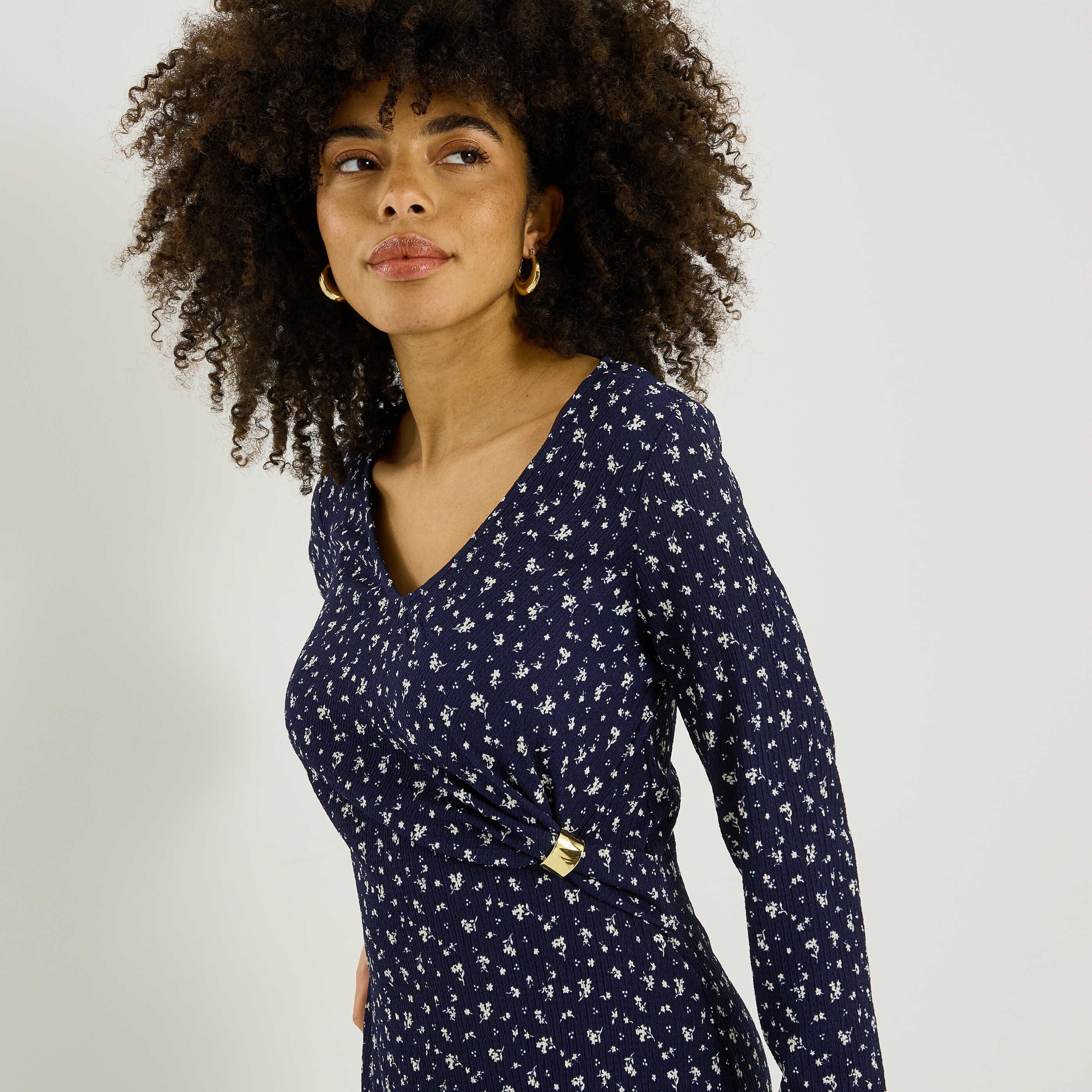 Robe en maille &agrave; imprim&eacute; floral