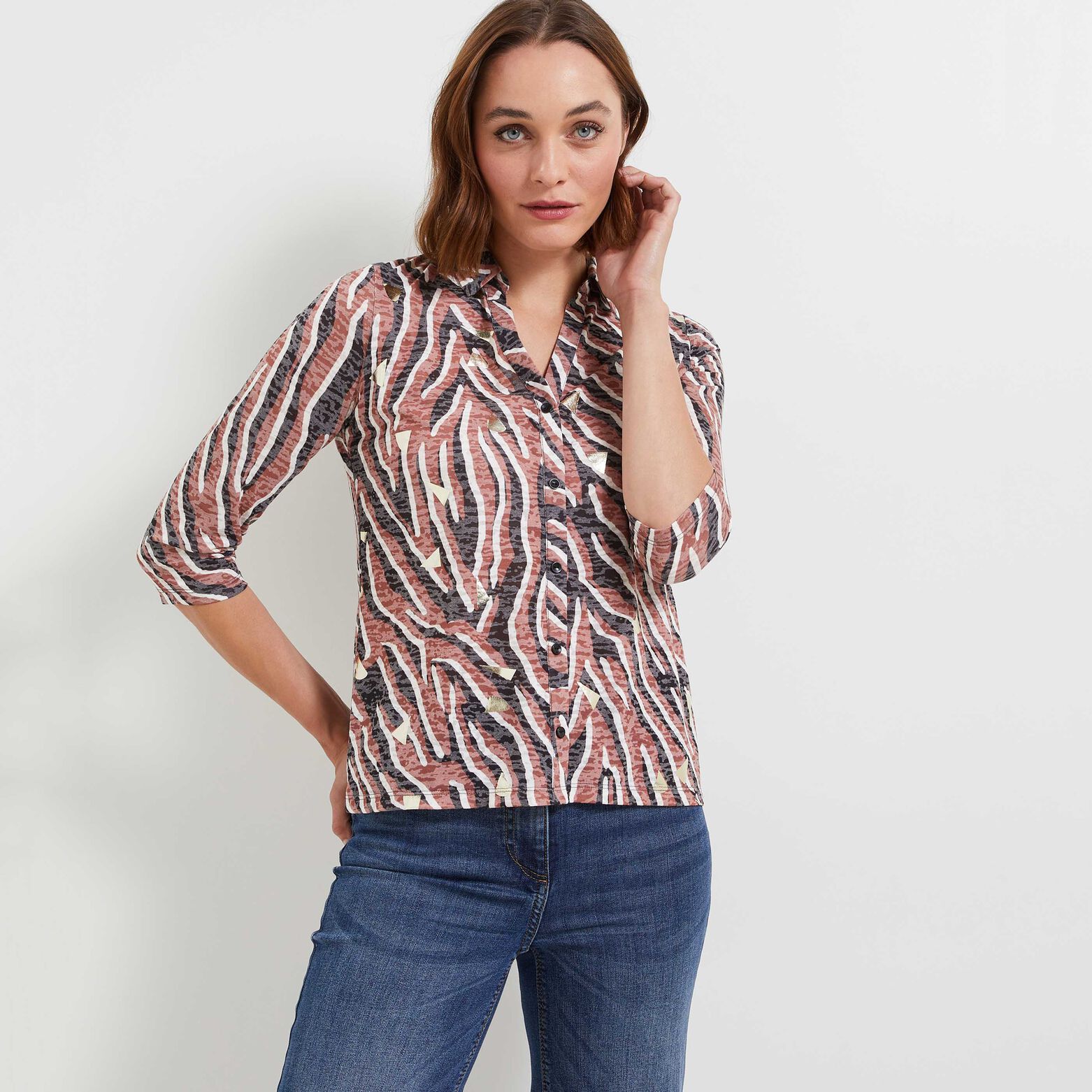 T-shirt col chemise imprimé