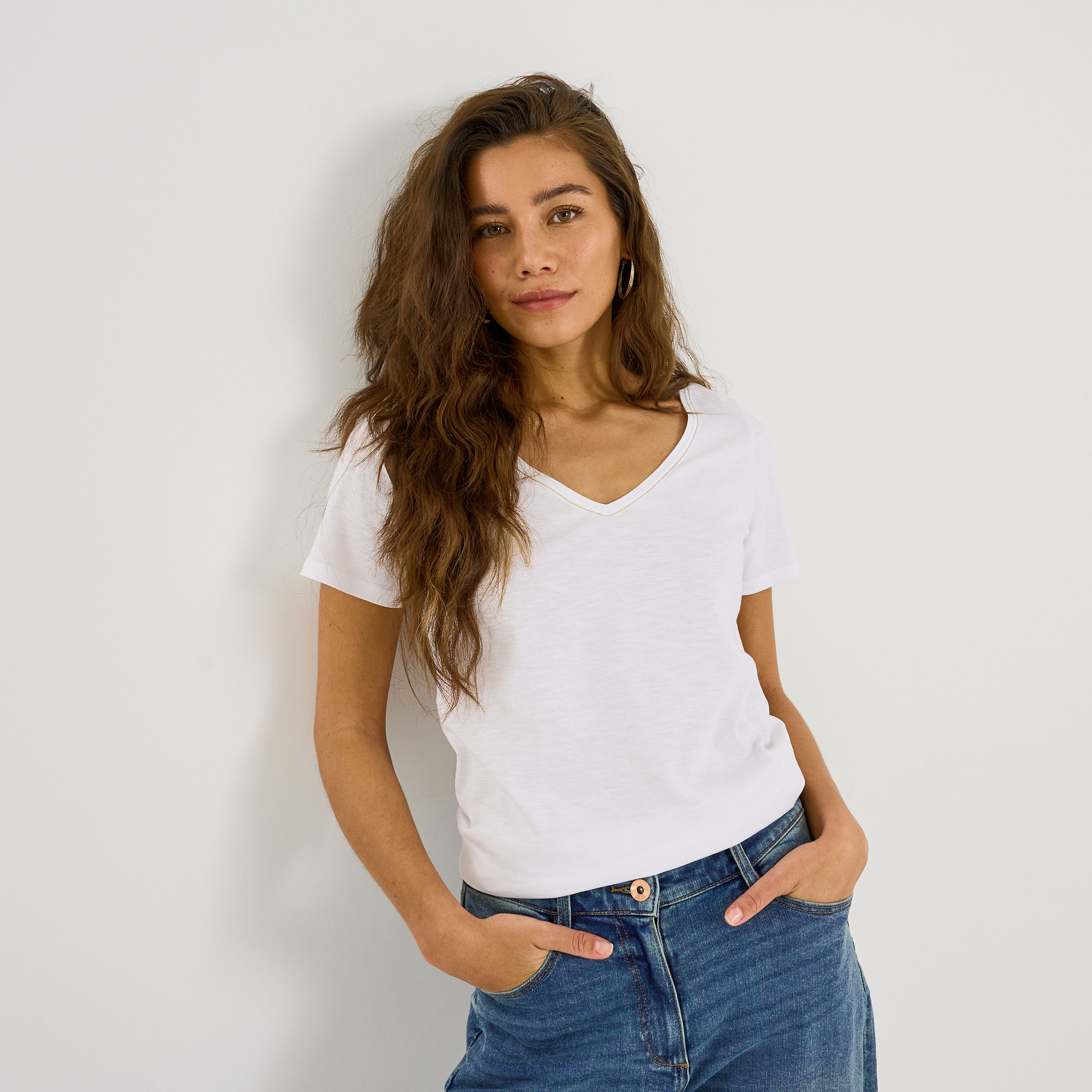 T-shirt col V femme