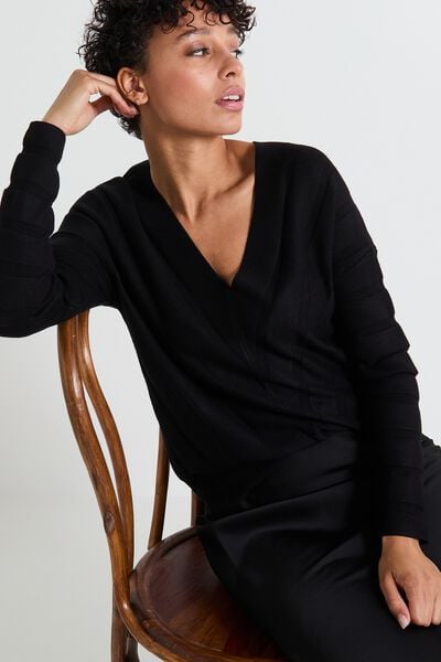 Pull col V femme