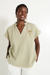 Blouse col V femme