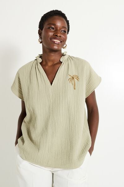 Blouse col V femme