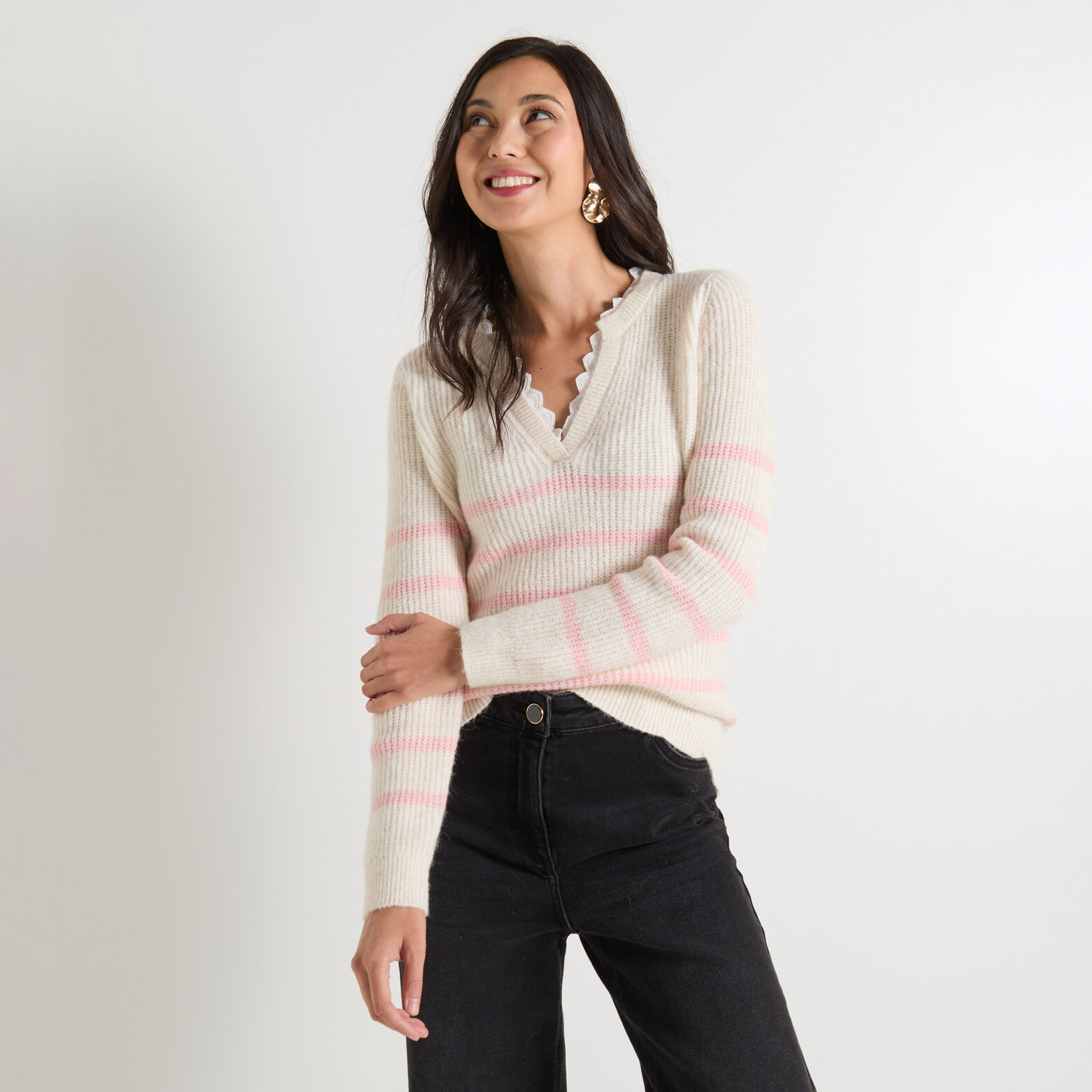 Pull rayé femme