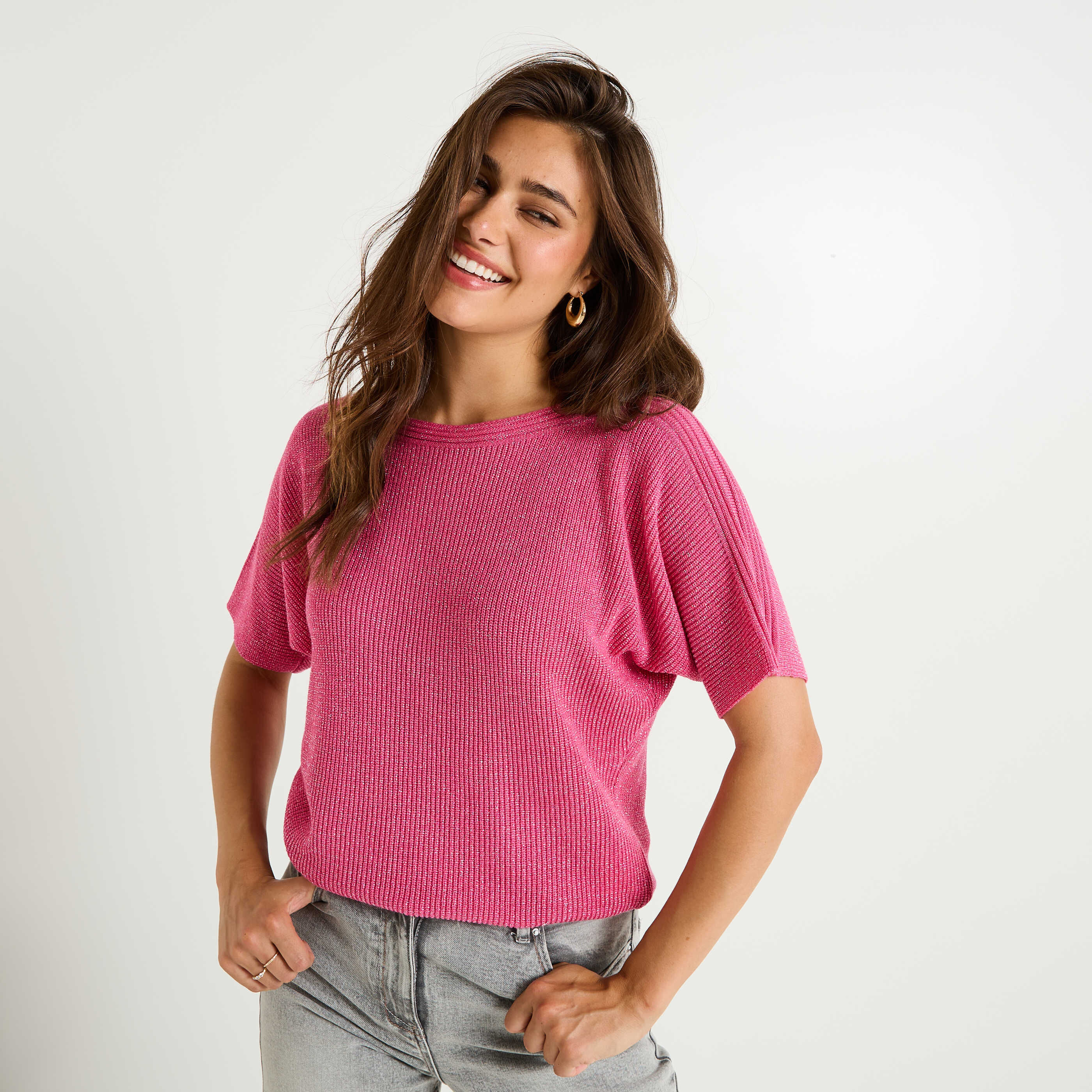 Pull manches courtes femme