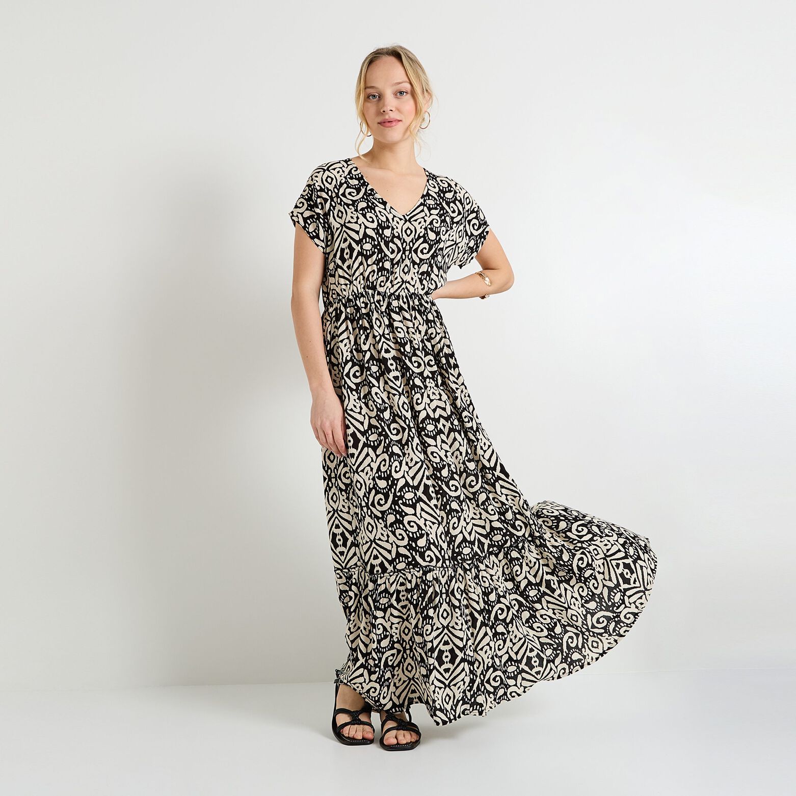 Robe longue imprimée femme