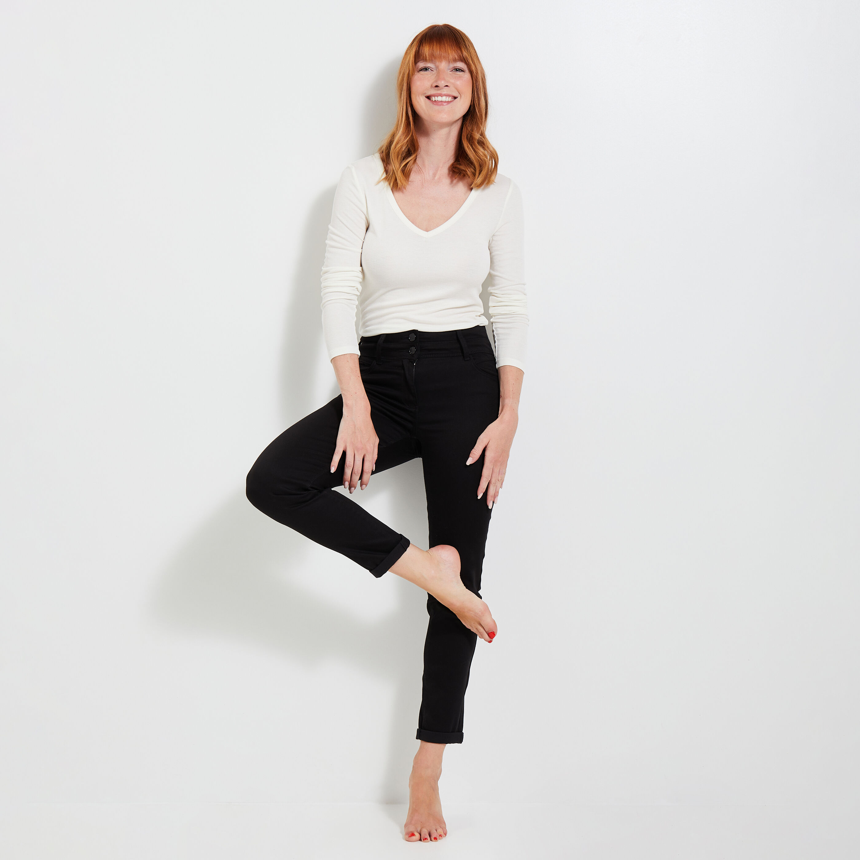 Jean raccourci taille haute HANOI femme