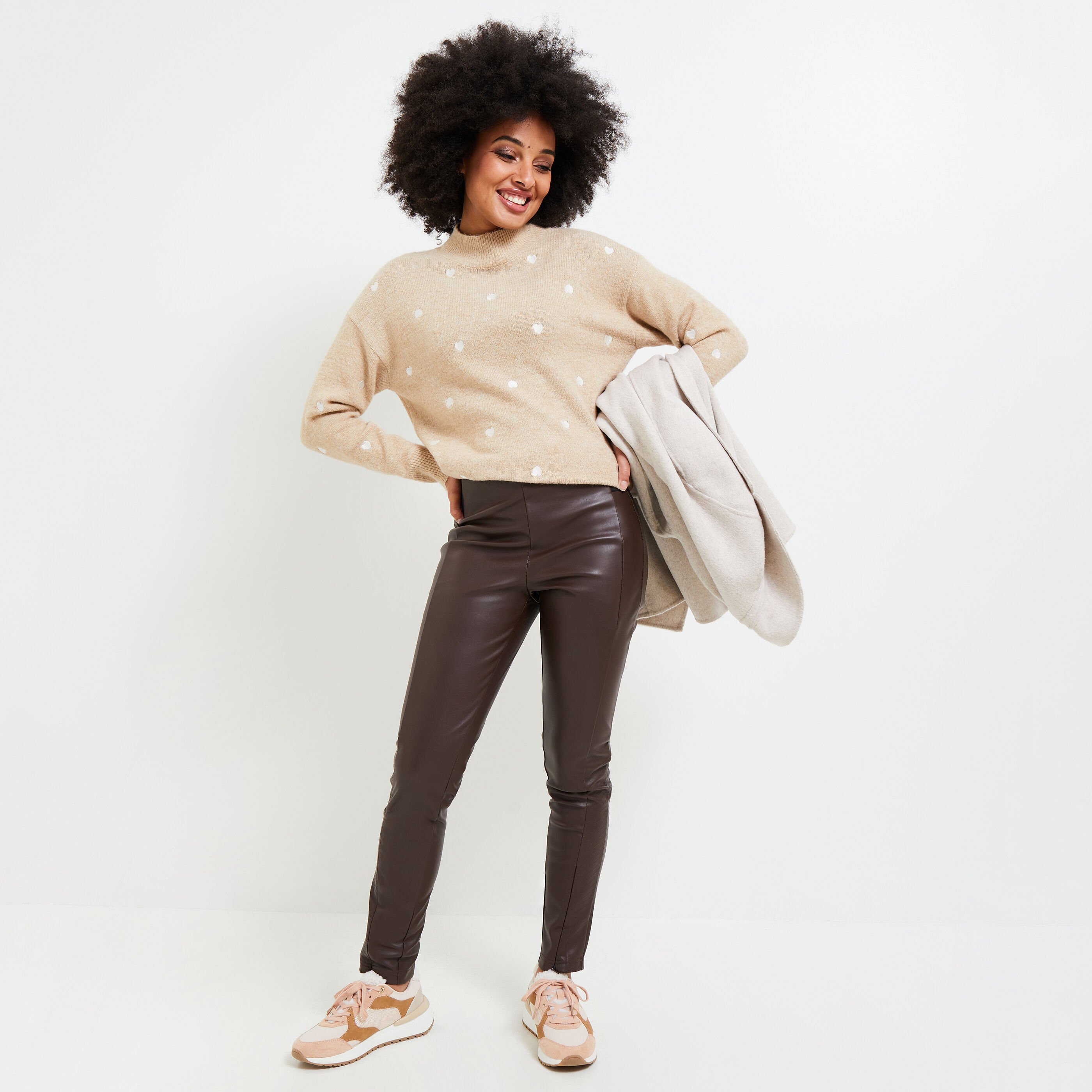 Legging cuir marron shop