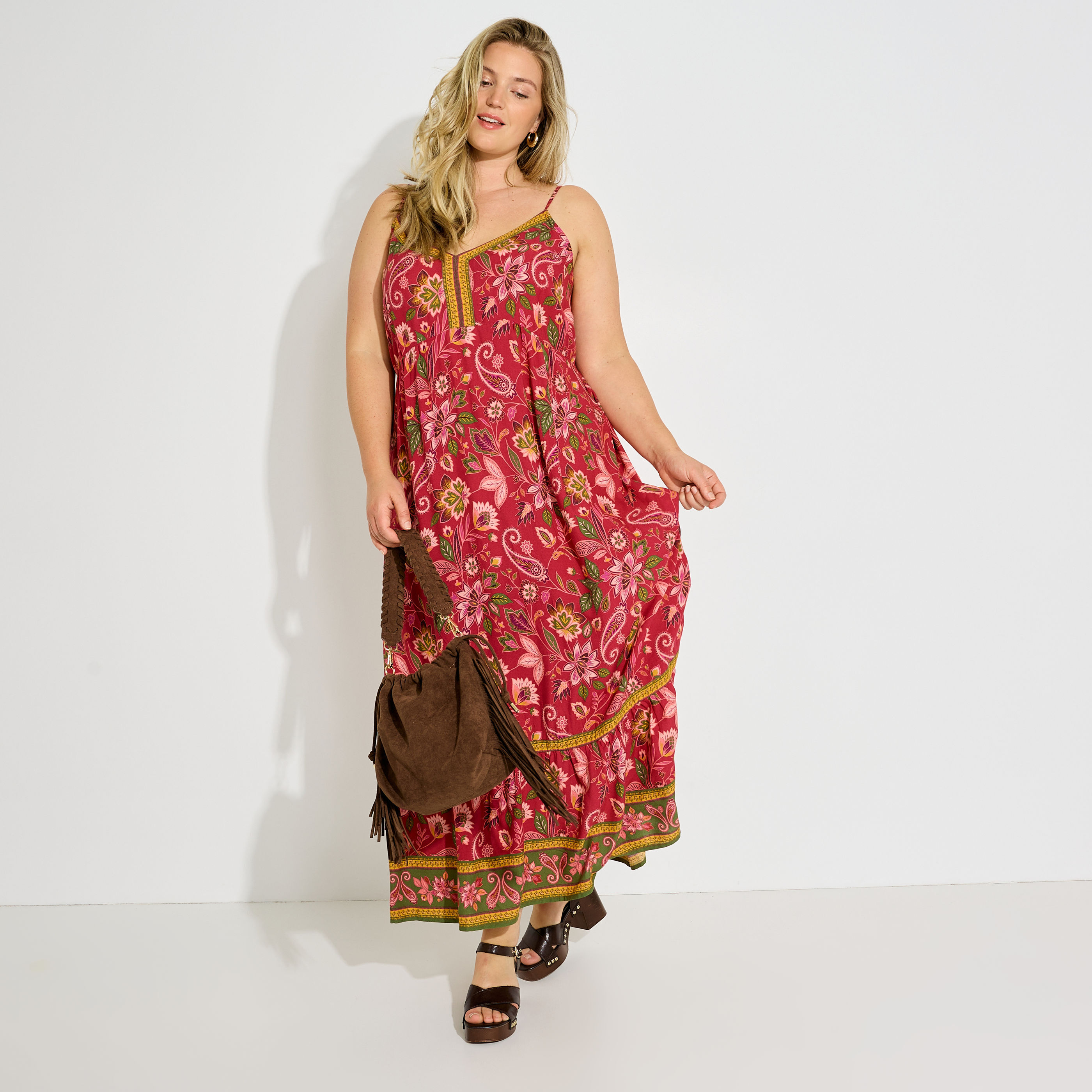 Robe longue boh&egrave;me imprim&eacute;e