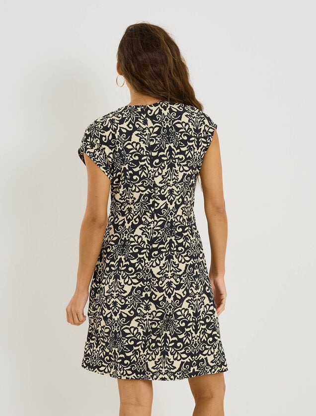 Robe courte cache-c&oelig;ur imprim&eacute;e