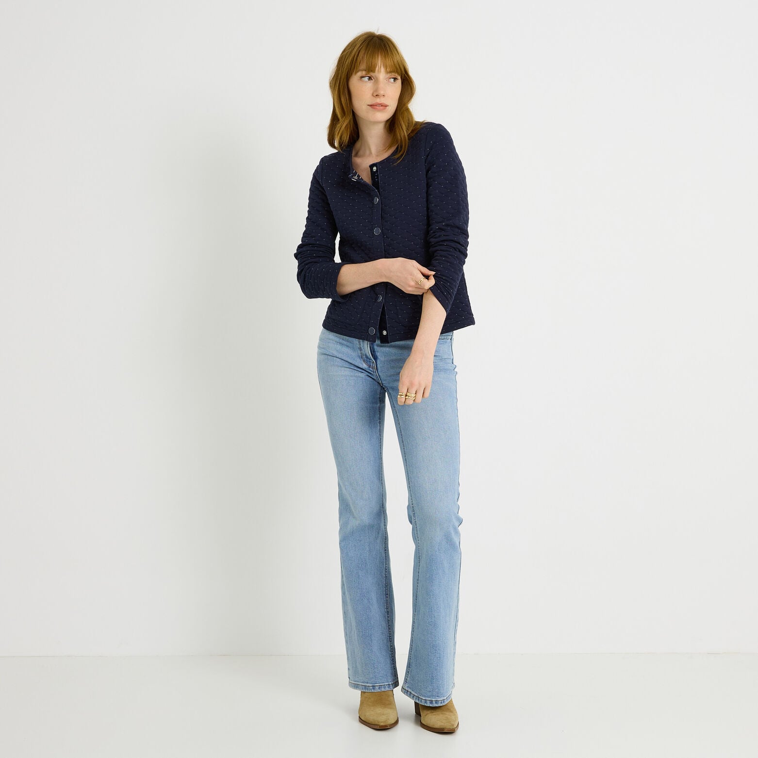 Veste matelassée courte pour femmes en Bleu Veste matelassée courte pour femmes en Bleu