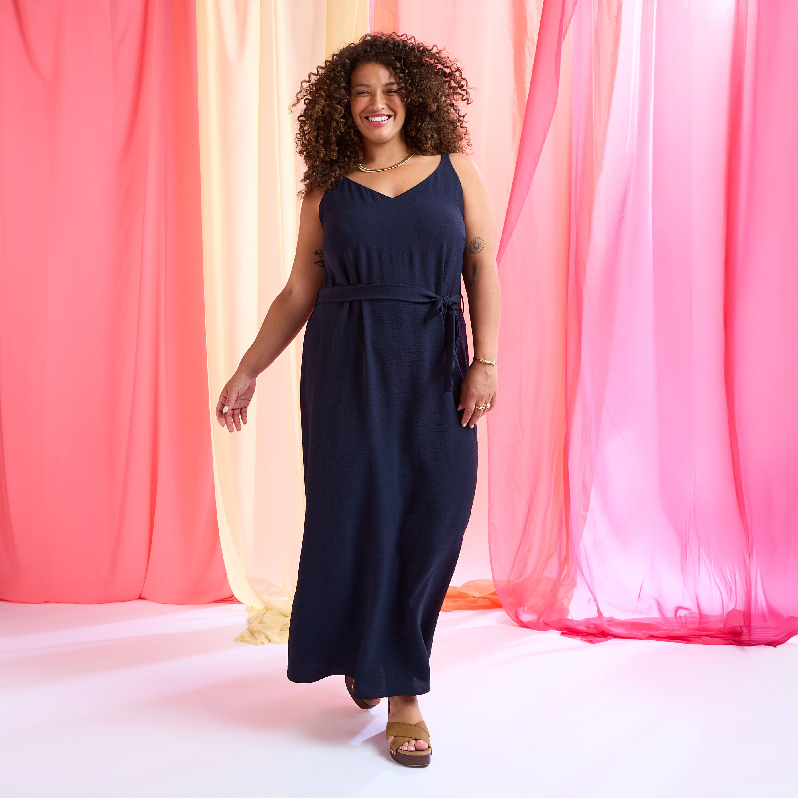 Robe longue fluide unie