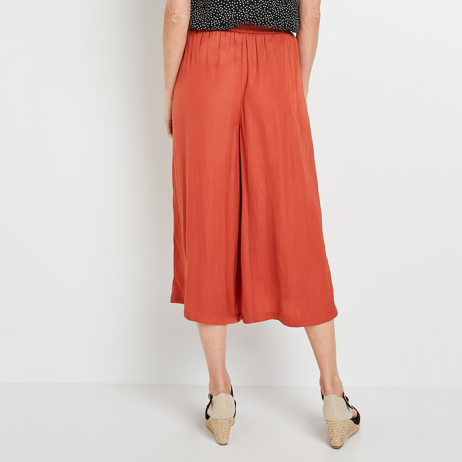 Pantalon large raccourci femme