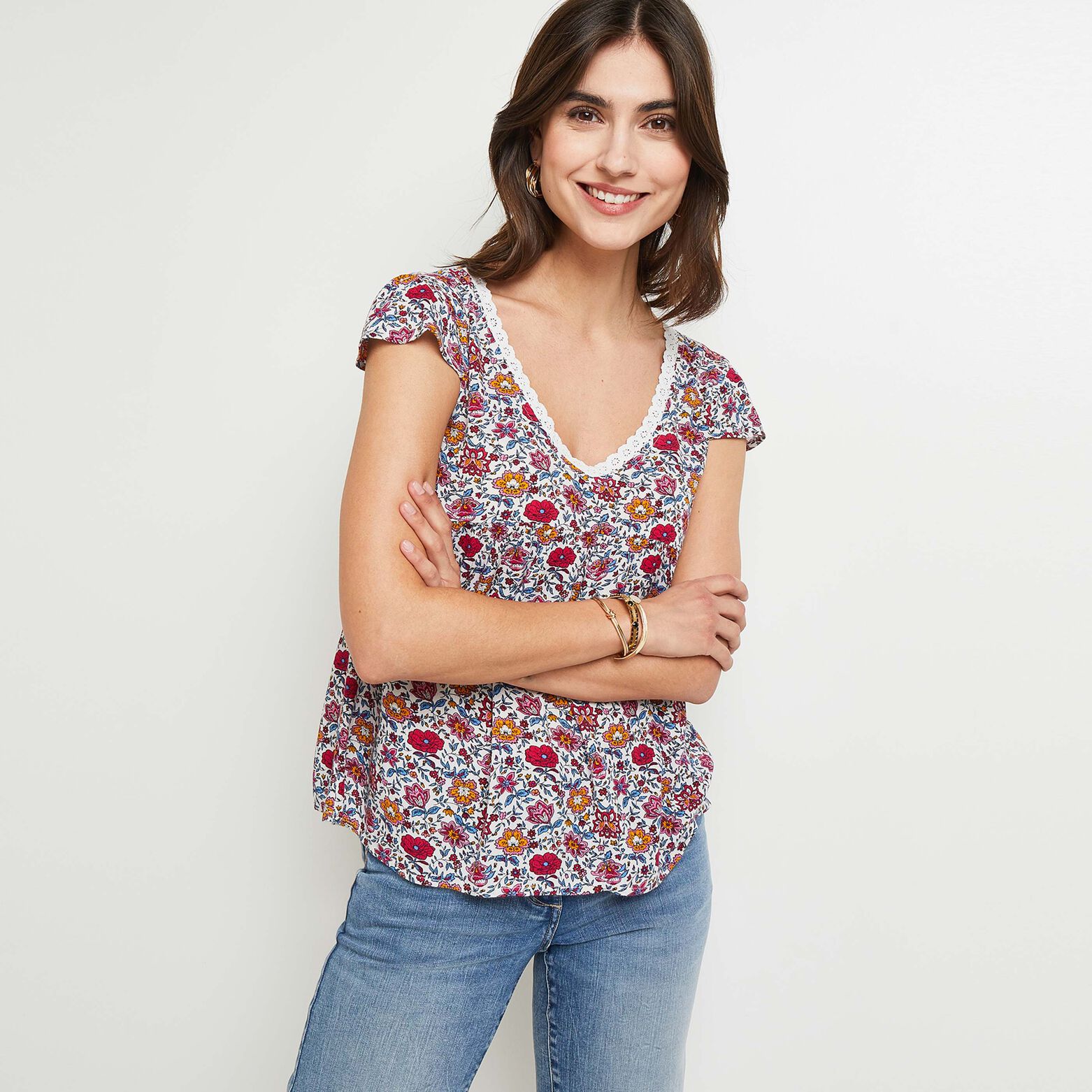 Blouse manches courtes col V
